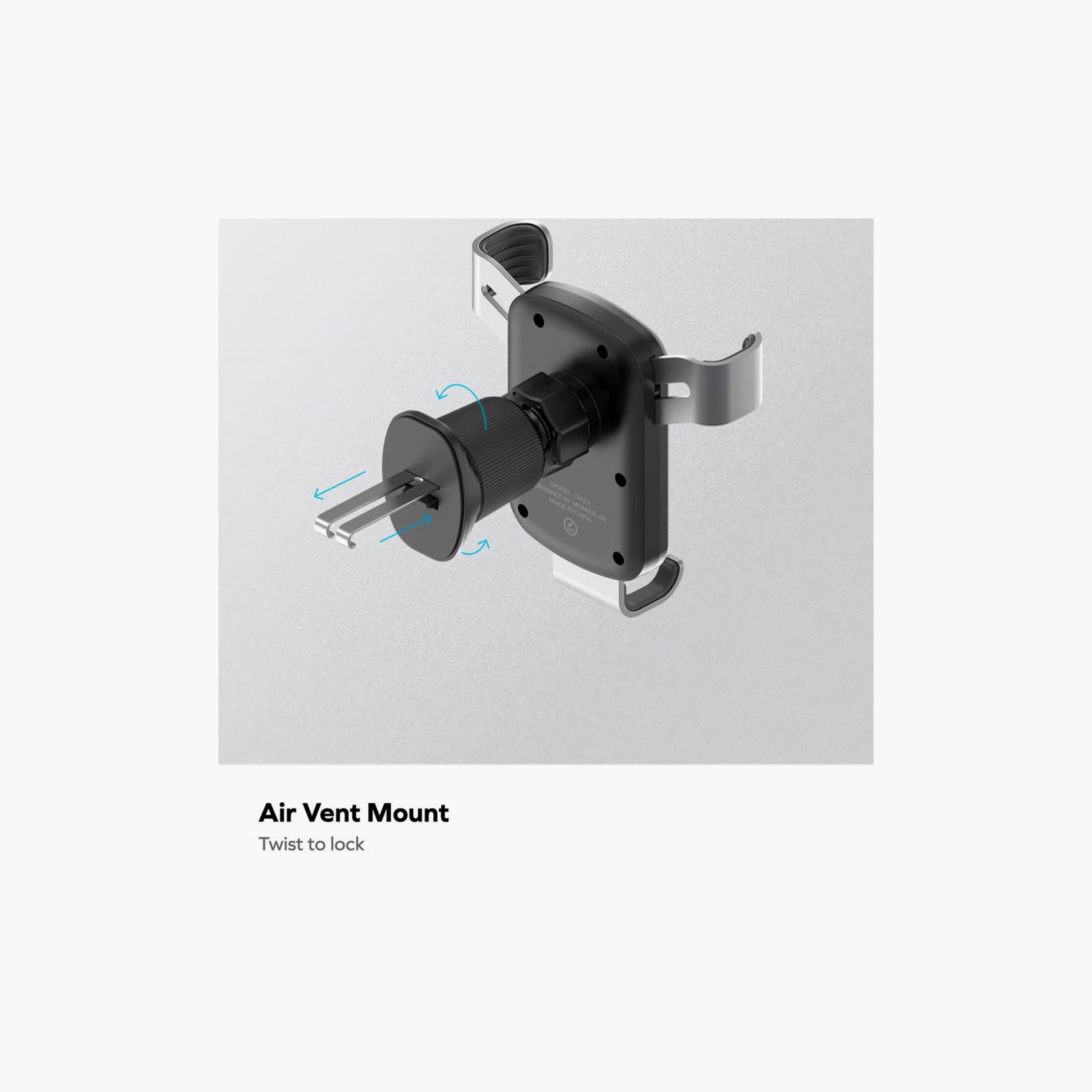 Momax Move Universal Easy Car Mount Automatic Gravity Lock Twin Metal Hook Design - Grey | CM23E-electronics-accessories-mobileaccesories-image-4