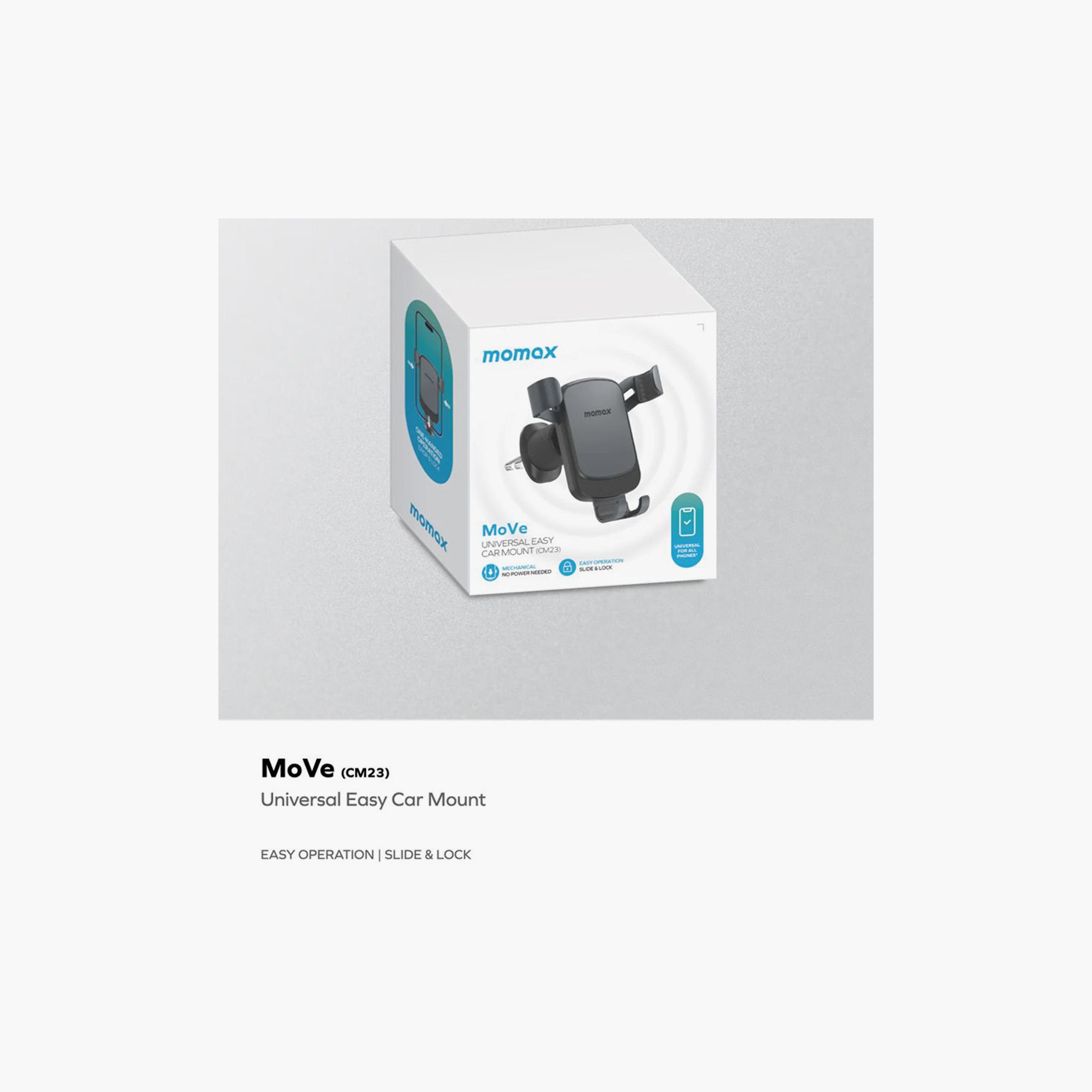 Momax Move Universal Easy Car Mount Automatic Gravity Lock Twin Metal Hook Design - Grey | CM23E-electronics-accessories-mobileaccesories-image-5
