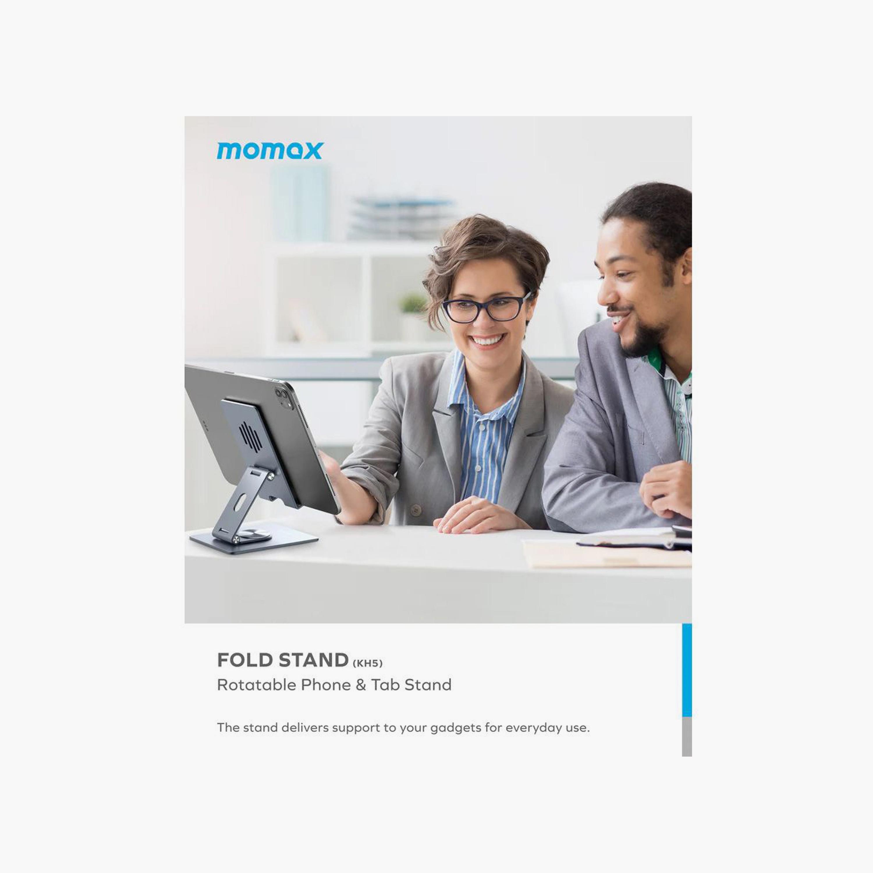 Momax Fold and Rotatable Phone and Tablet Stand 360-degree rotatable Aluminium Alloy - Grey | KH5E-electronics-accessories-computeraccesories-image-2