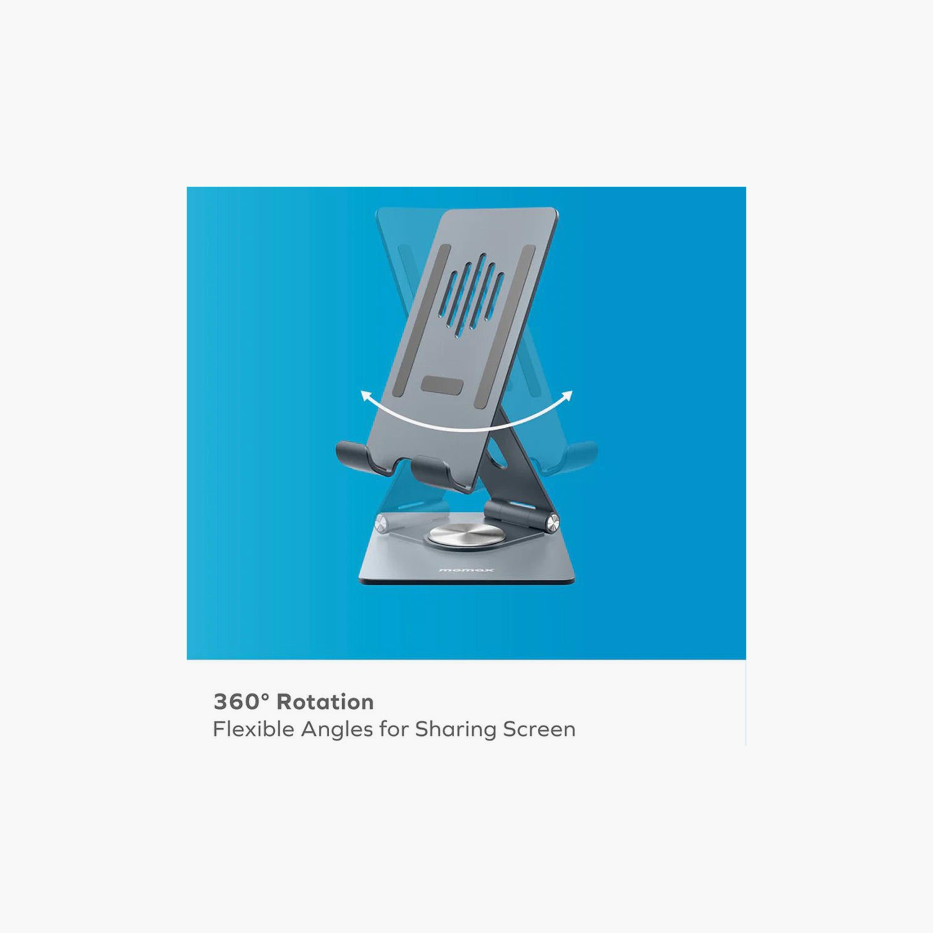 Momax Fold and Rotatable Phone and Tablet Stand 360-degree rotatable Aluminium Alloy - Grey | KH5E-electronics-accessories-computeraccesories-image-5