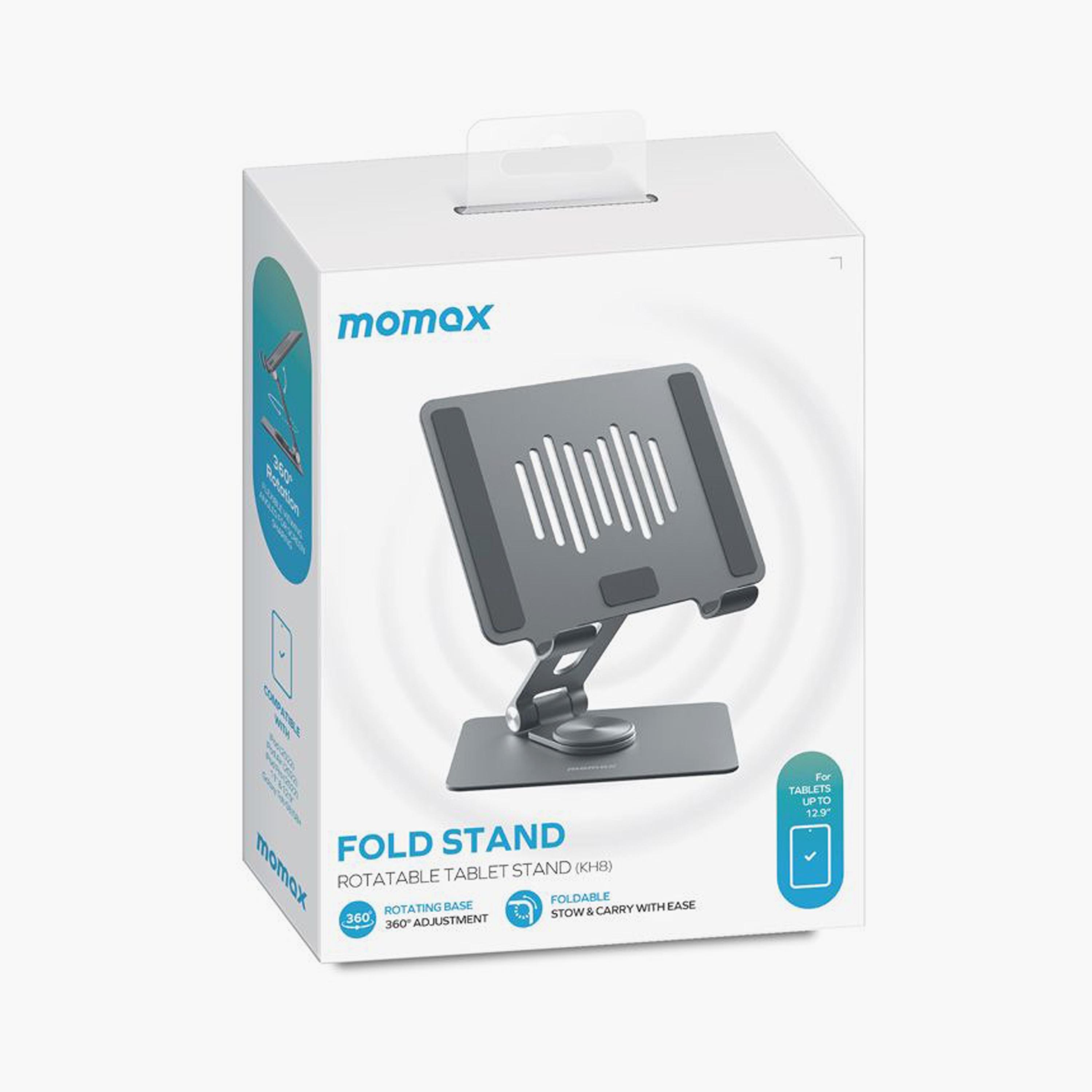 Momax Foldable & Rotatable Tablet Stand, 360° Rotation, Aluminium Alloy - Grey | KH8E-electronics-accessories-computeraccesories-image-5