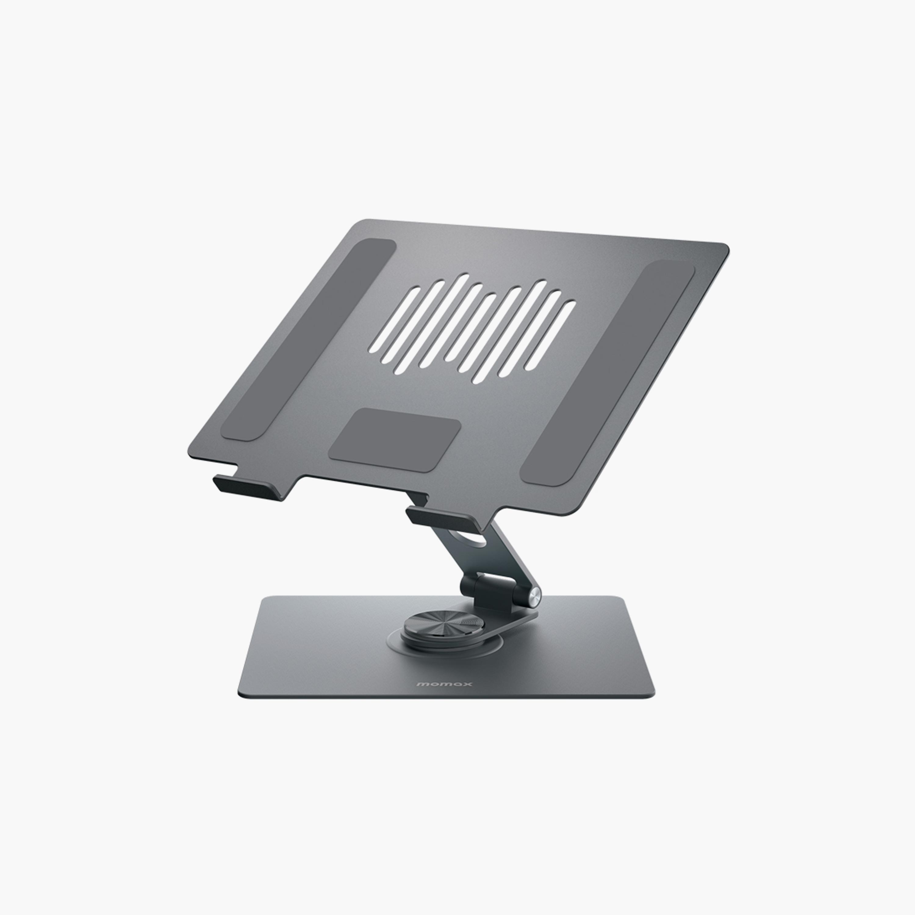 Momax Foldable & Rotatable Tablet/Laptop Stand, 360° Rotation, Aluminium Alloy - Grey | KH10E-electronics-accessories-computeraccesories-image-1