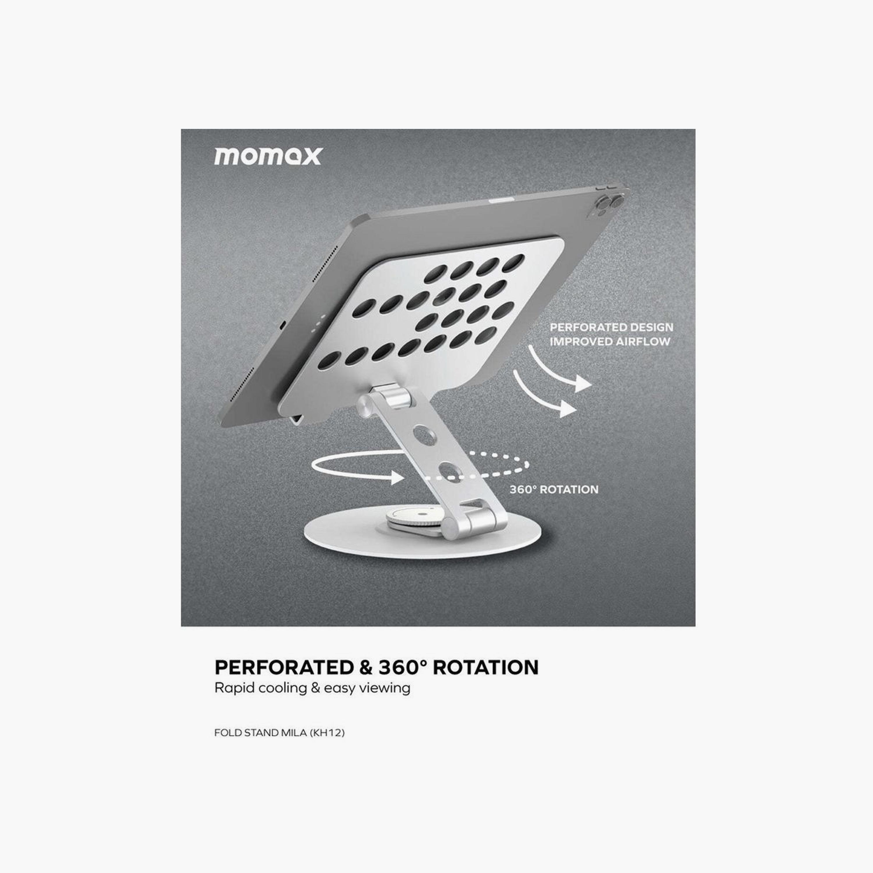 Momax Fold Stand Mila Rotatable Tablet Stand - Silver | KH12S-electronics-accessories-computeraccesories-image-3