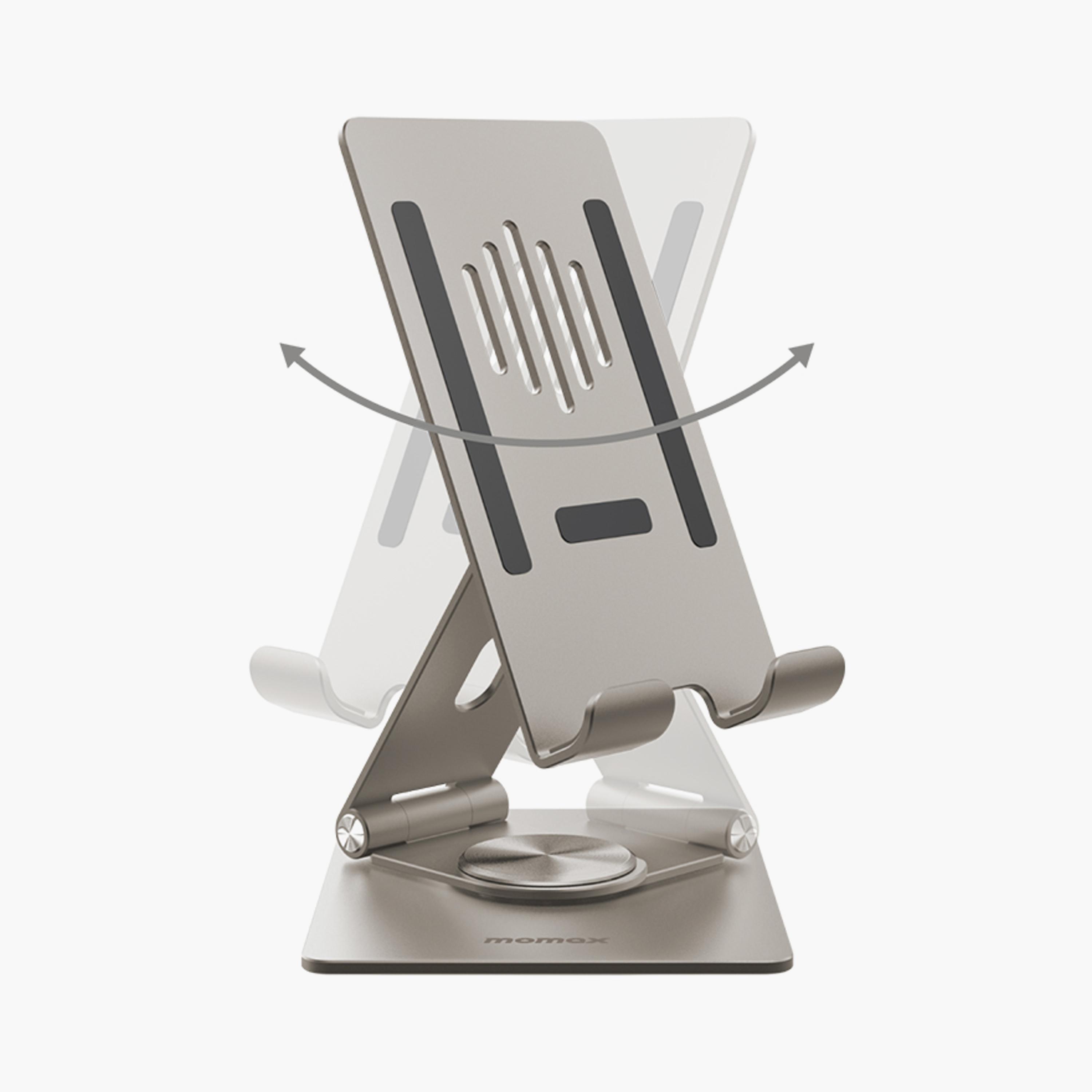 Momax Fold and Rotatable Phone and Tablet Stand Aluminium Alloy - Titanium | KH5L1-electronics-accessories-computeraccesories-image-2
