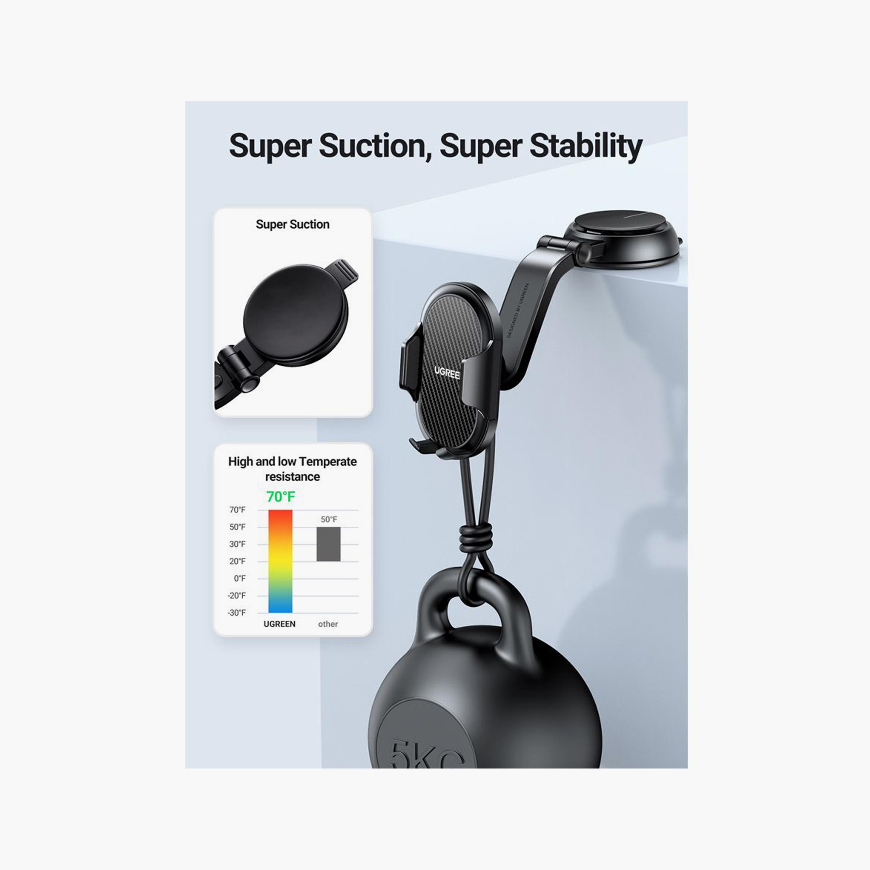 UGREEN Waterfall-Shaped Suction Cup Phone Mount - Black | 20473-electronics-accessories-mobileaccesories-image-4
