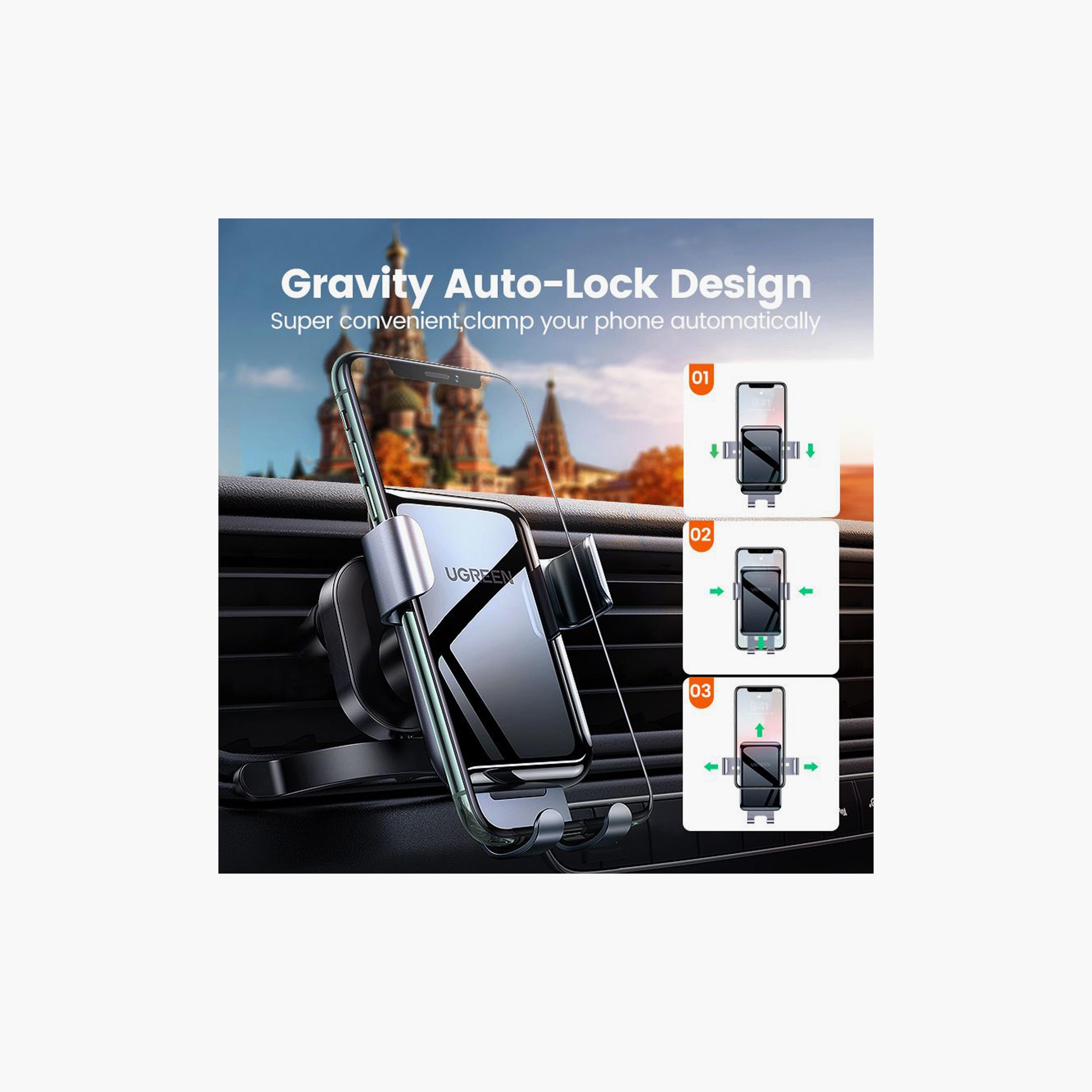 UGREEN Gravity Phone Holder for Round Air Vent - Black | 30401-electronics-accessories-mobileaccesories-image-3