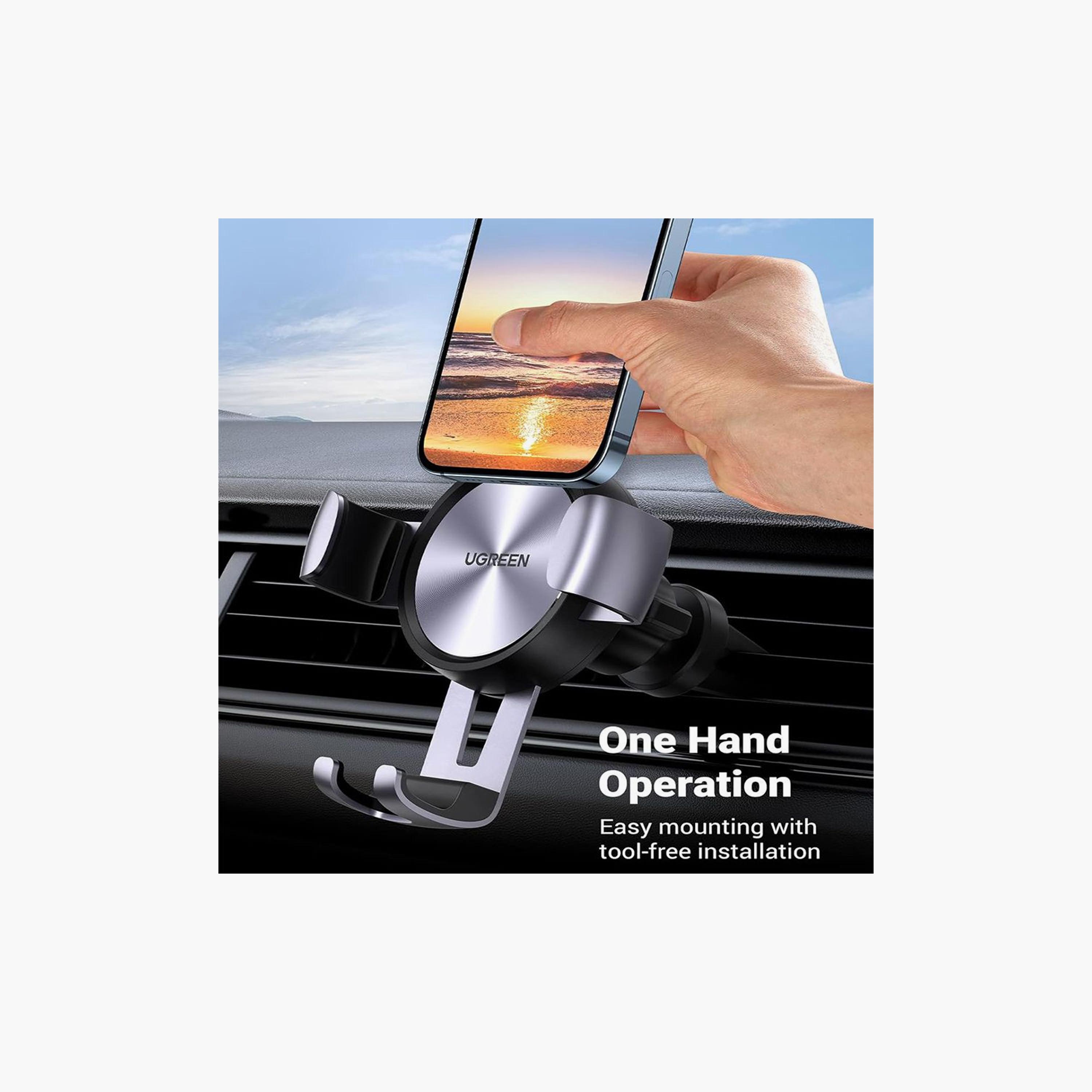 UGREEN Gravity Air Vent Car Phone Holder with Auto Lock - Space Grey | 50564-electronics-accessories-mobileaccesories-image-2