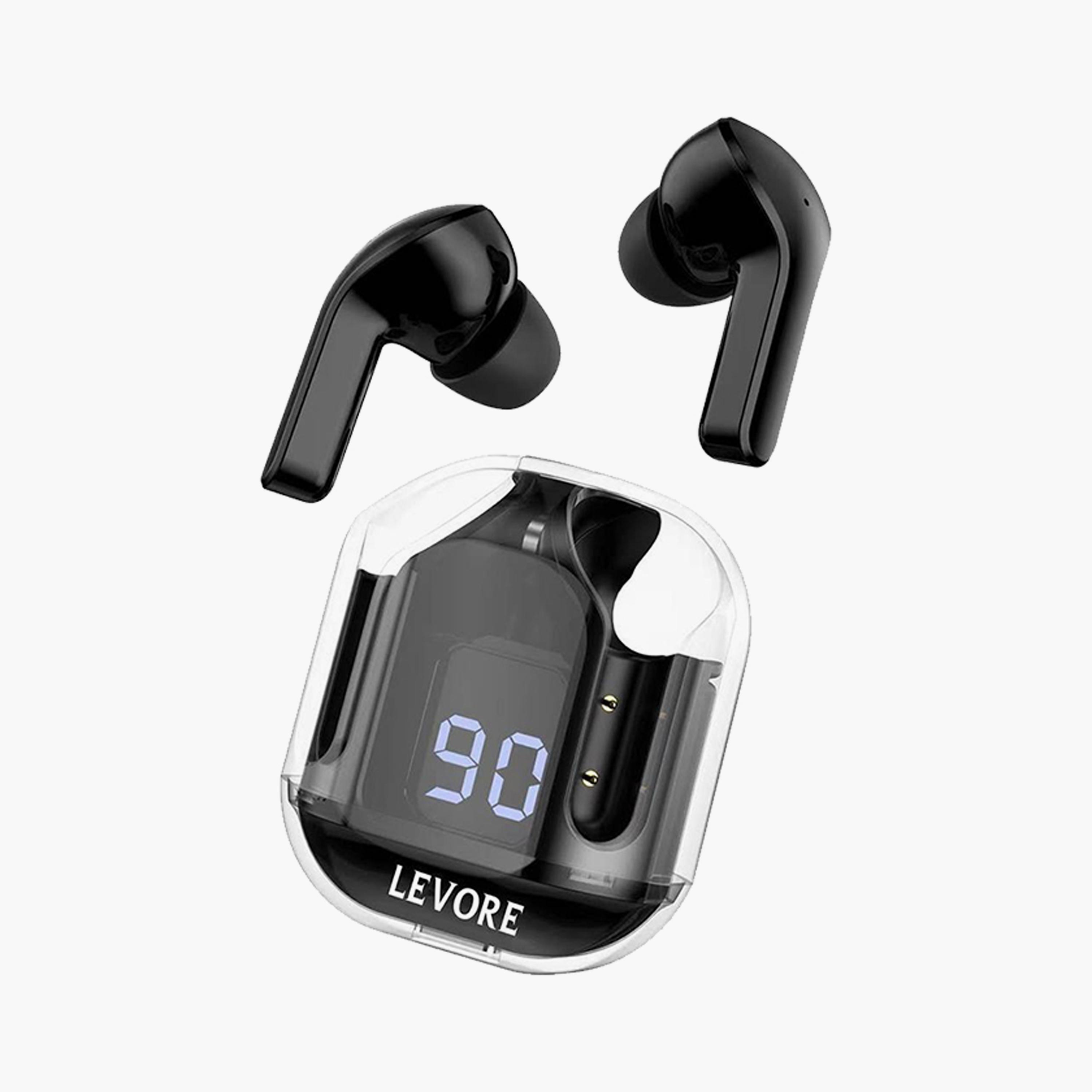Levore True Wireless Stereo Crystal S1 Earbuds with Digital Screen - Black | LBT301-BK-electronics-headphonesandearphones-image-1