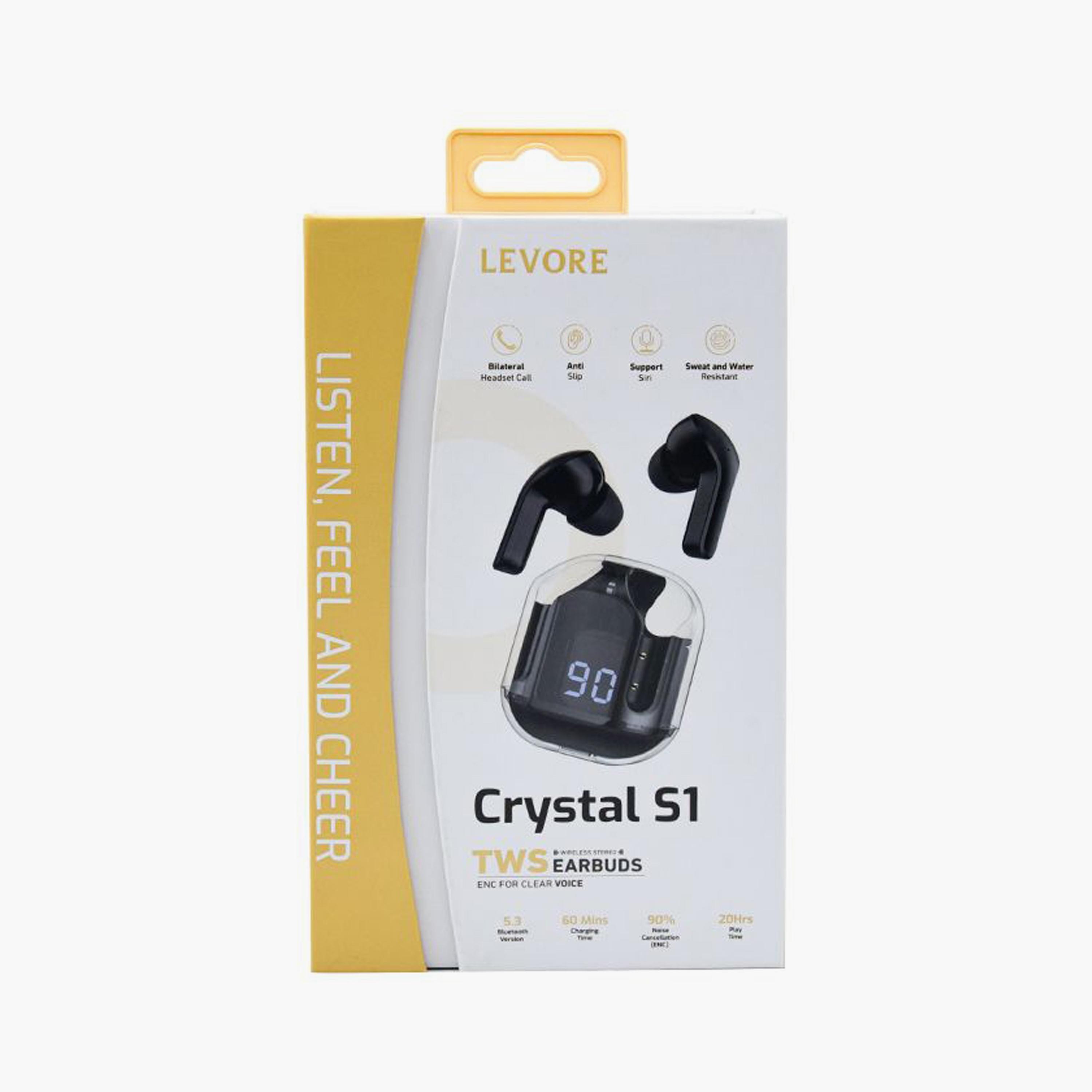 Levore True Wireless Stereo Crystal S1 Earbuds with Digital Screen - Black | LBT301-BK-electronics-headphonesandearphones-image-5