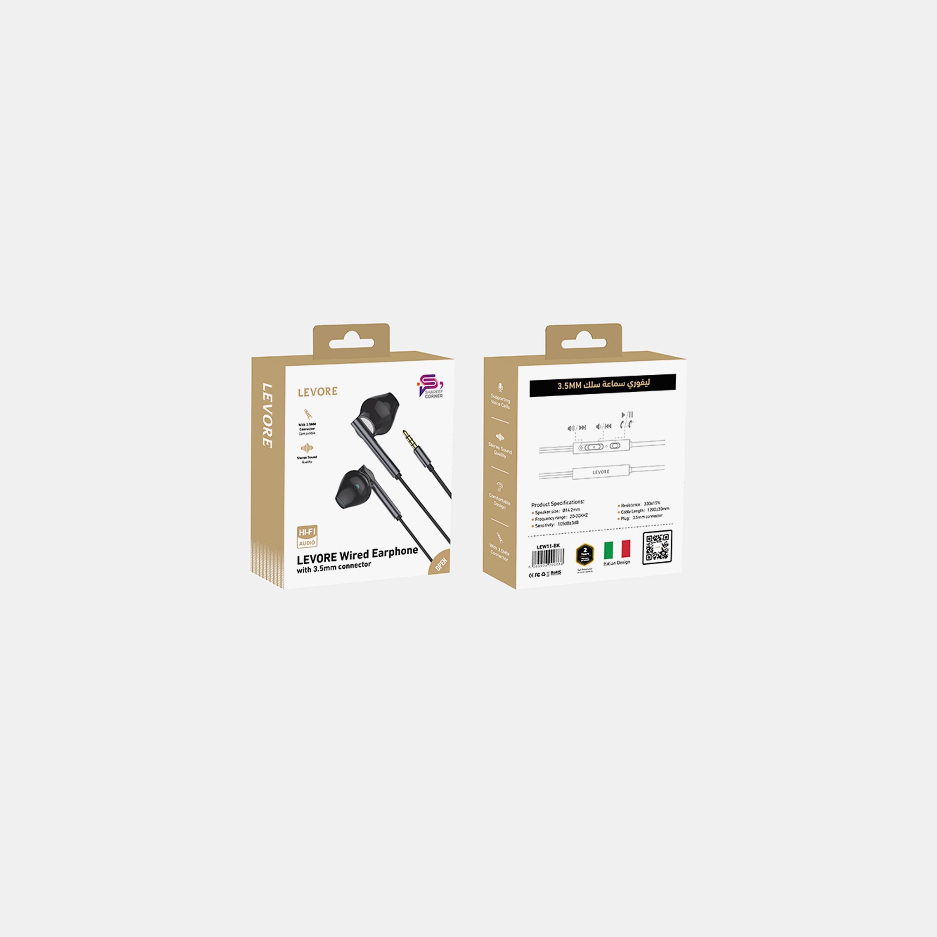 Levore Wired Earphone with 3.5mm Connector- Black | LEW11-BK-electronics-headphonesandearphones-image-6