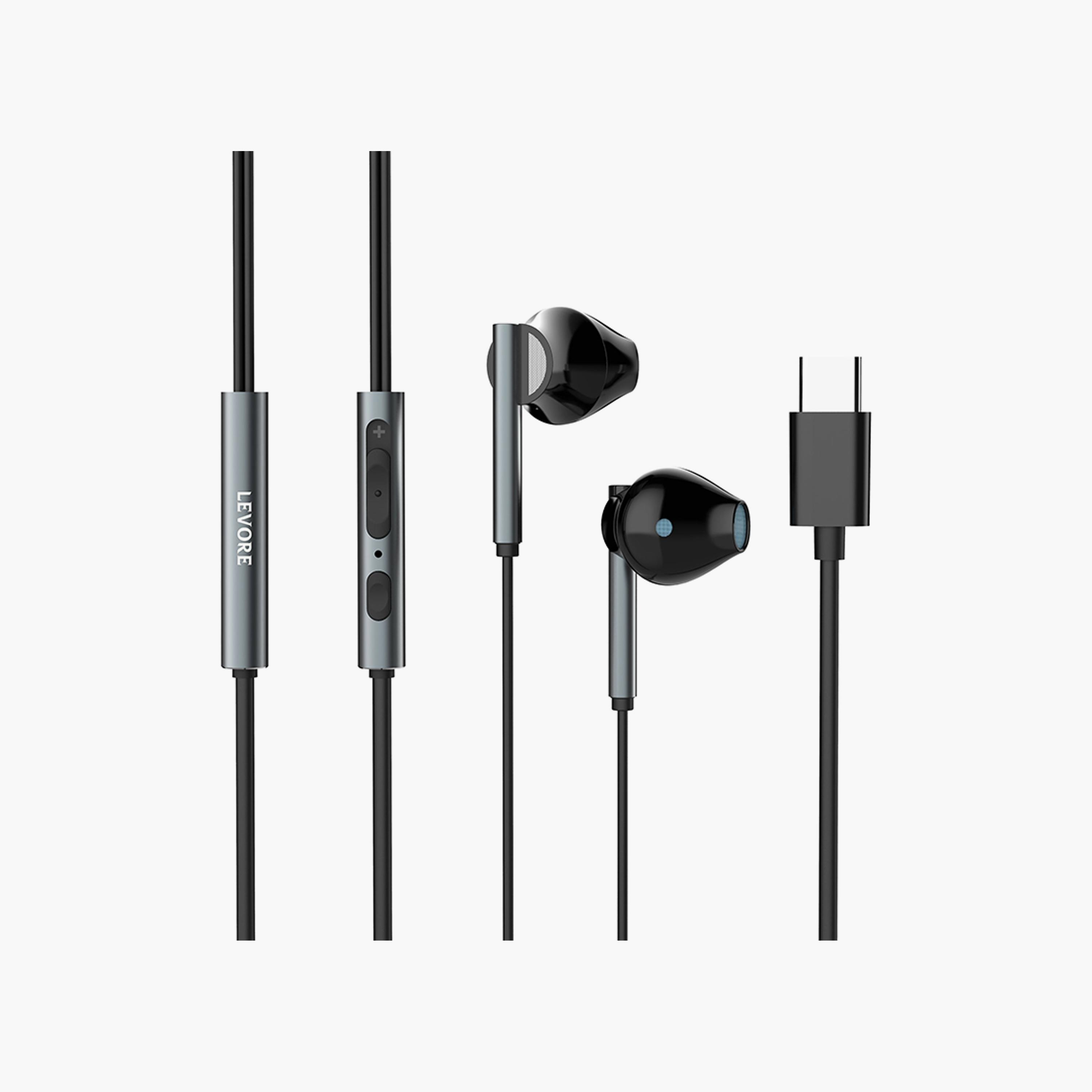 Levore Wired Earphone with Type-c Connector- Black | LEW31-BK-electronics-headphonesandearphones-image-1