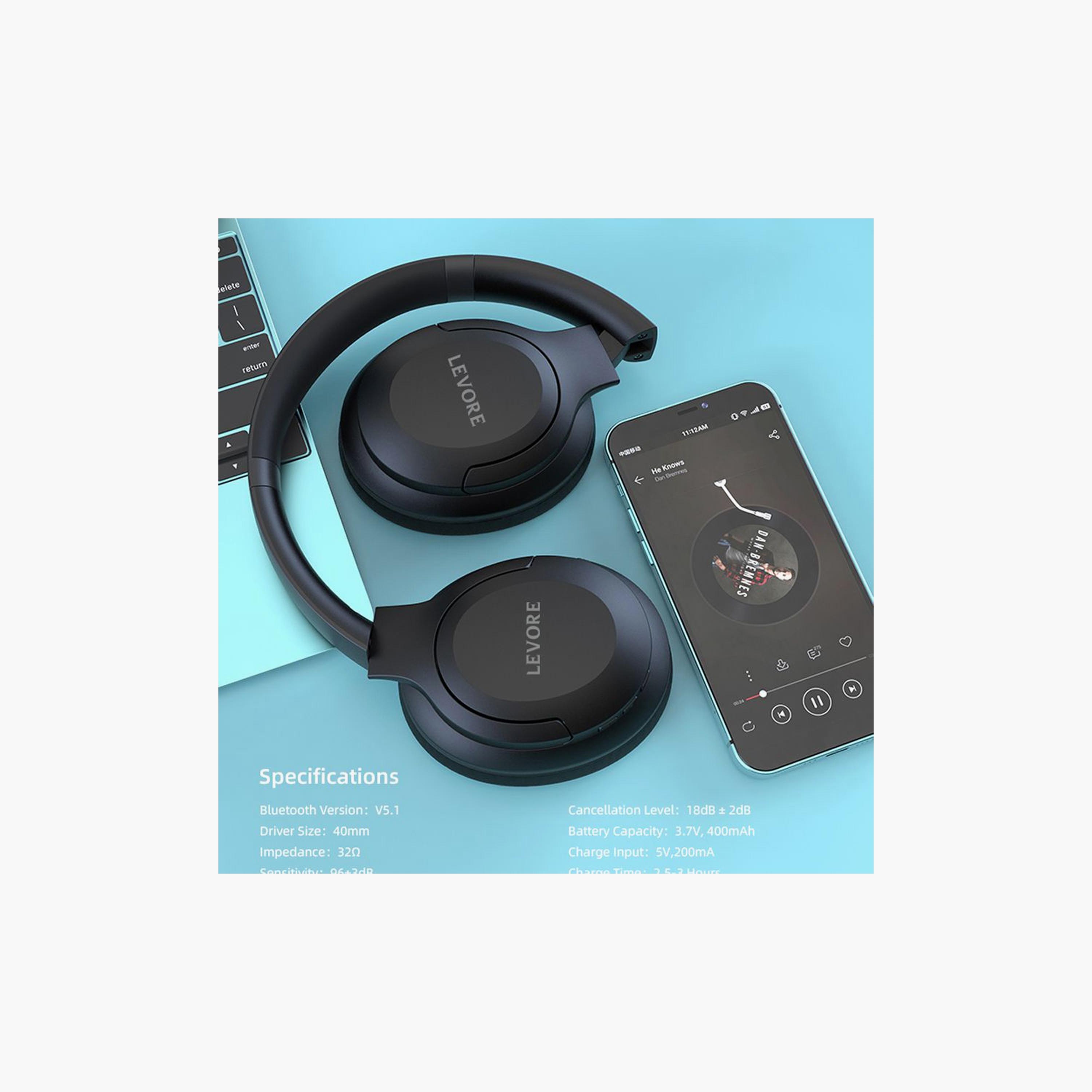 Levore Wireless Bluetooth Earphones with Noise Cancelling - Black | LHB51-BK-electronics-headphonesandearphones-image-2