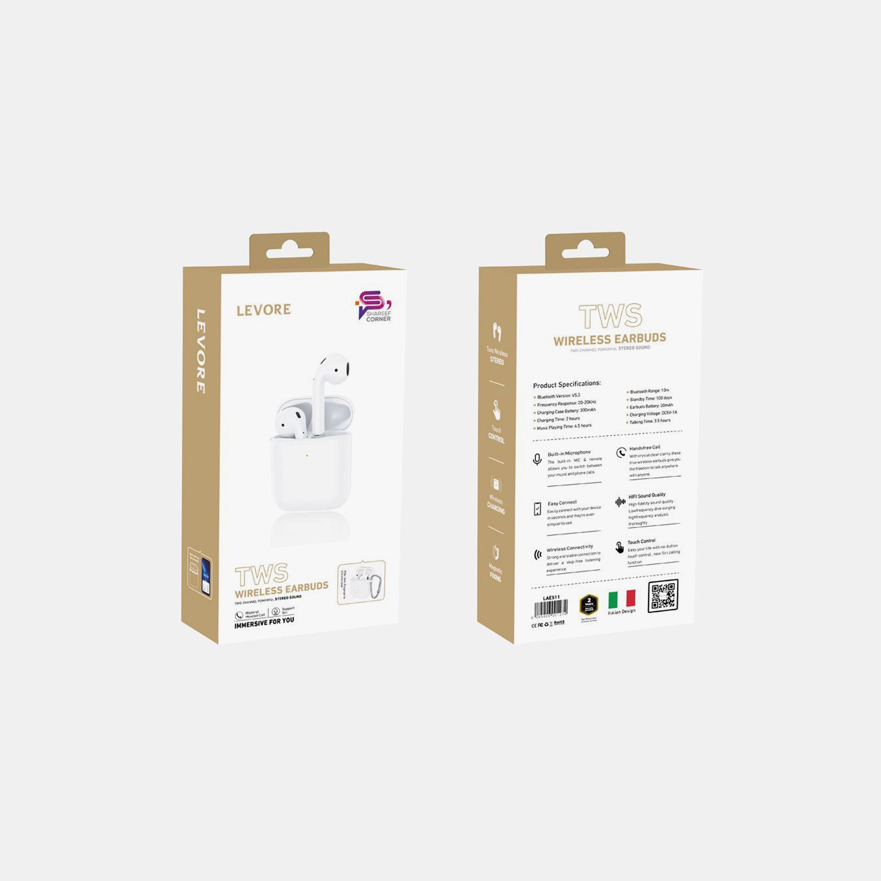 Levore Airplus Bluetooth Earbuds Wireless Charging - White | LAE511-electronics-headphonesandearphones-image-5