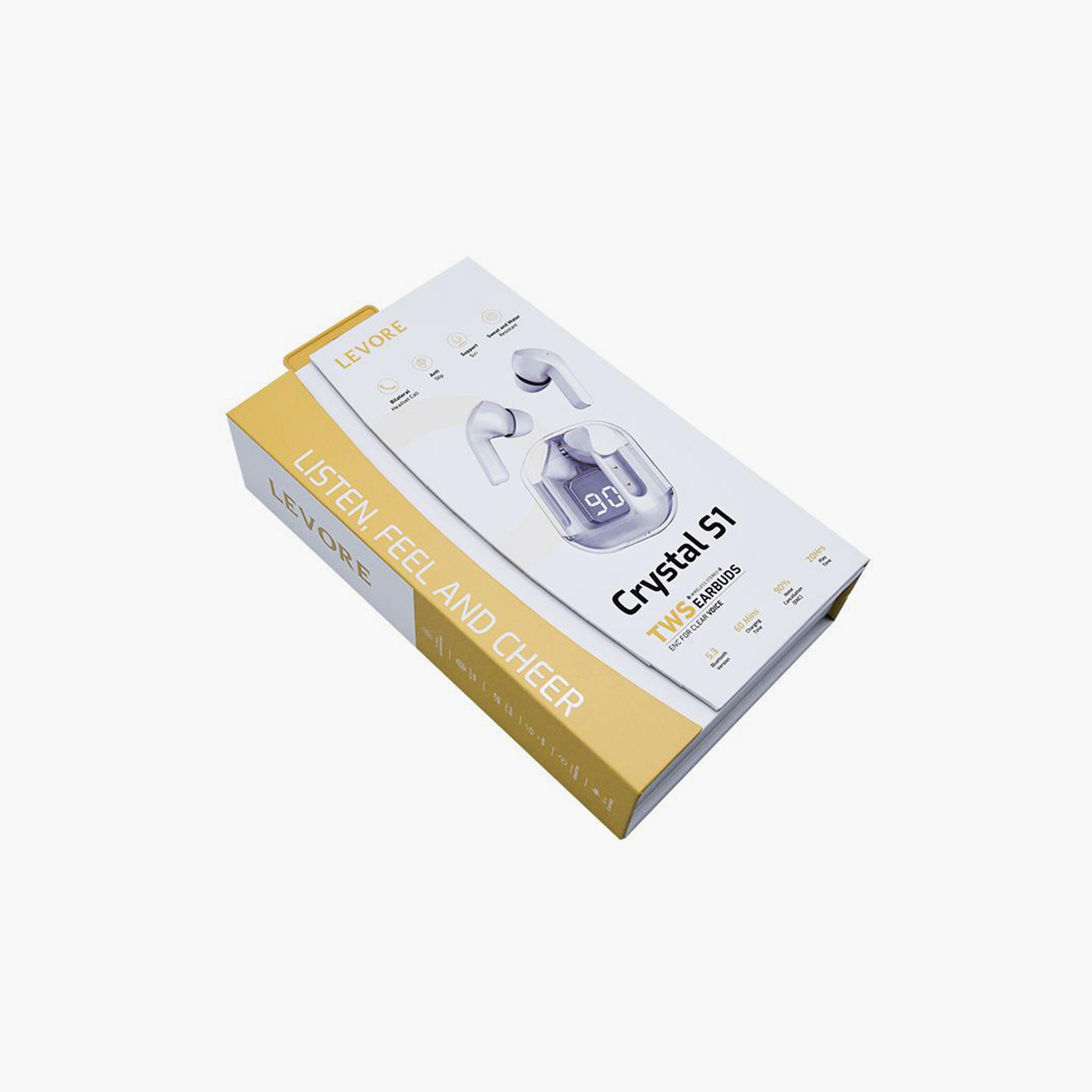 Levore True Wireless Stereo Crystal S1 Earbuds with Digital Screen - White | LBT301-WH-electronics-headphonesandearphones-image-5