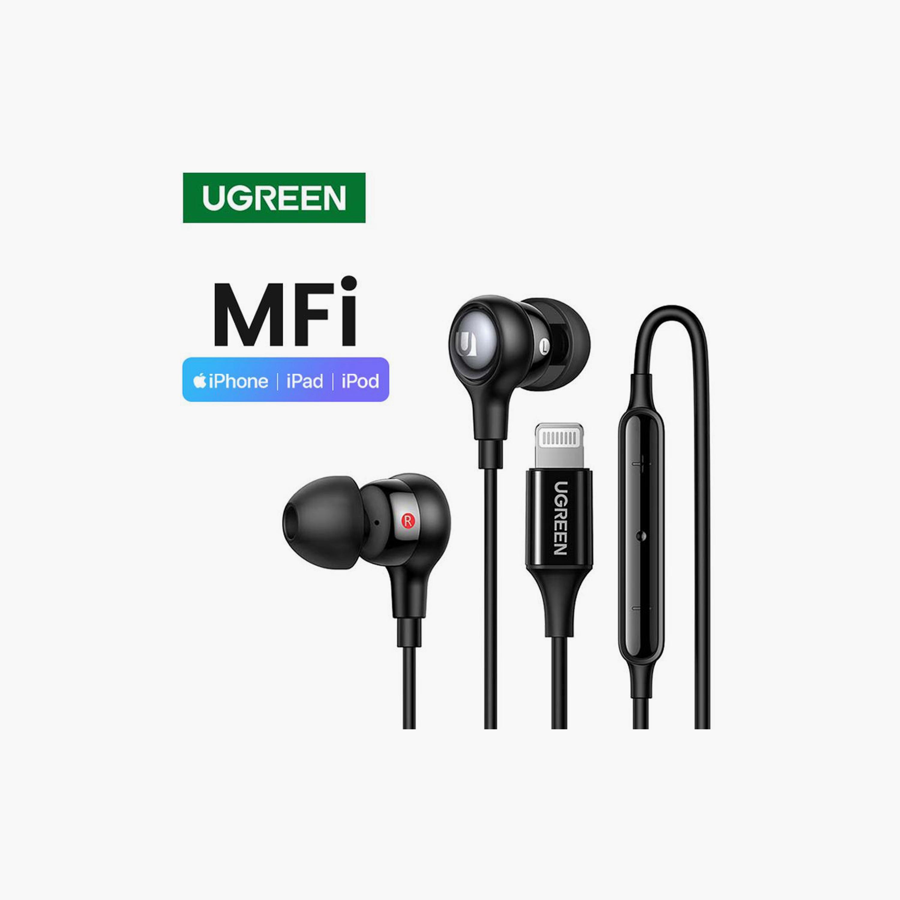 UGREEN Wired Earphones with mic MFI Lightning Connector - Black | 30631-electronics-headphonesandearphones-image-3