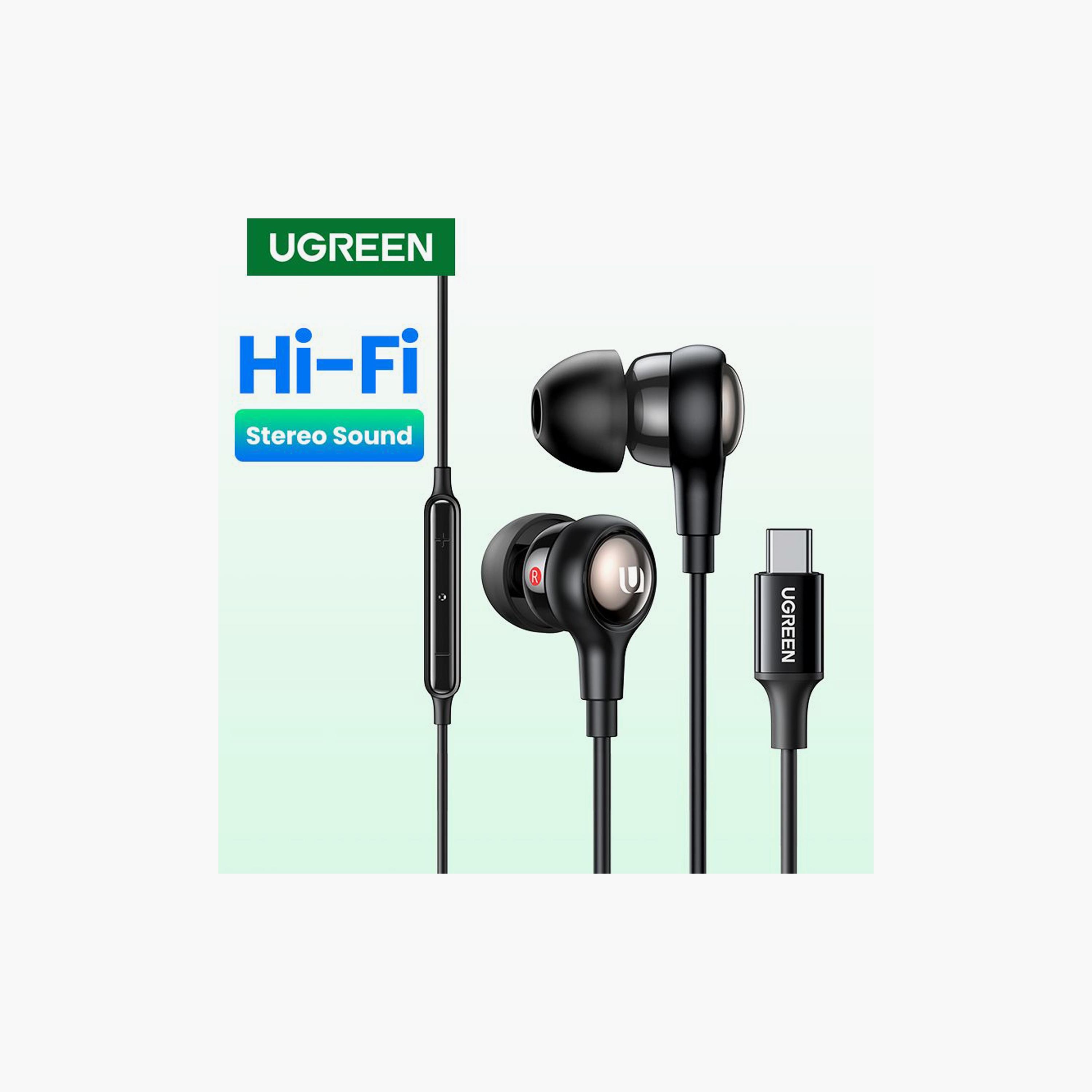 UGREEN Wired Earphones with mic Type-C Connector - Black | 30638-electronics-headphonesandearphones-image-3