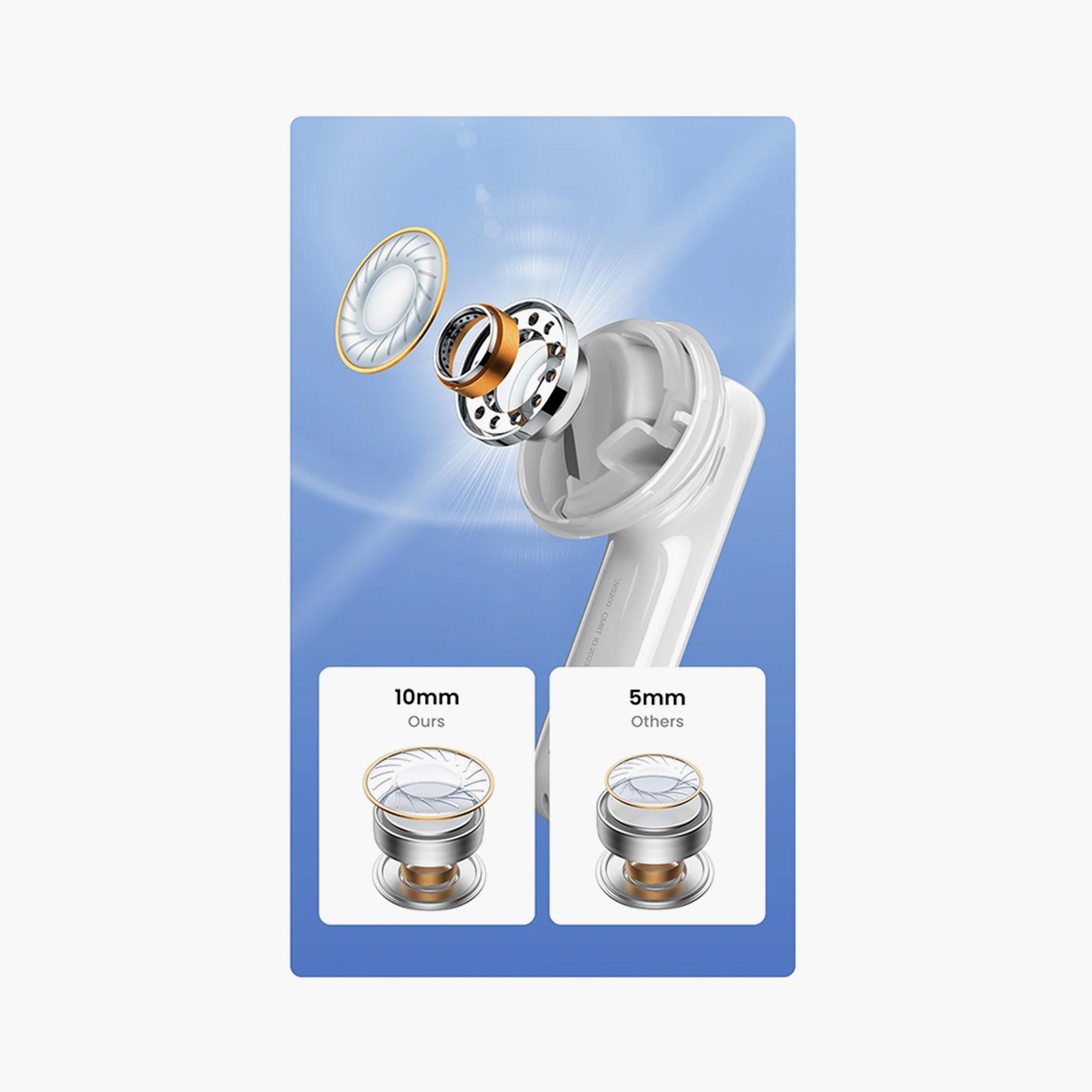 UGREEN HiTune T6 Hybrid True Wireless Earbuds with ANC - White | 15158-electronics-headphonesandearphones-image-3