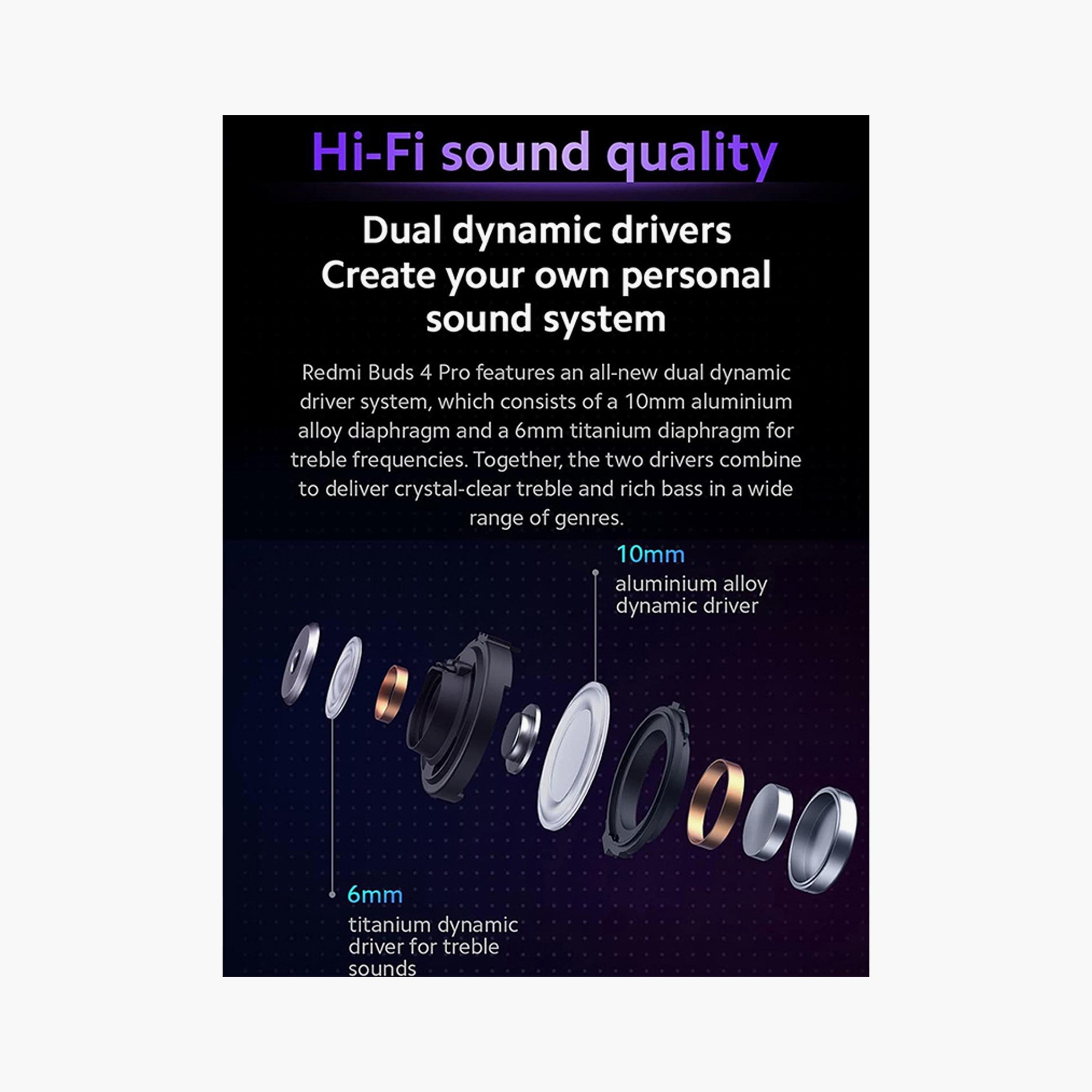 Xiaomi Redmi Buds 4 Pro In-Ear Earphones - Midnight Black | BHR5896GL-electronics-headphonesandearphones-image-4