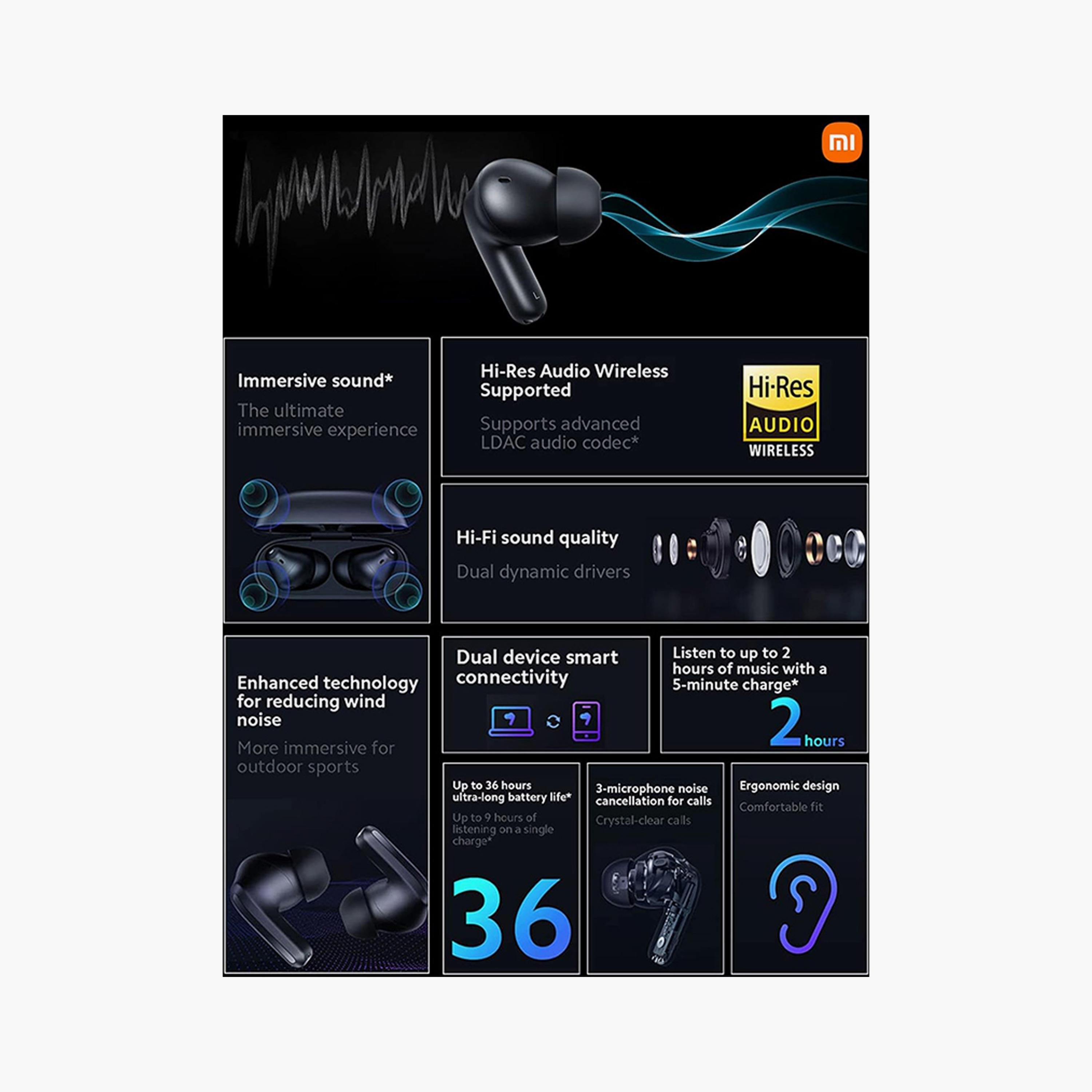 Xiaomi Redmi Buds 4 Pro In-Ear Earphones - Midnight Black | BHR5896GL-electronics-headphonesandearphones-image-6
