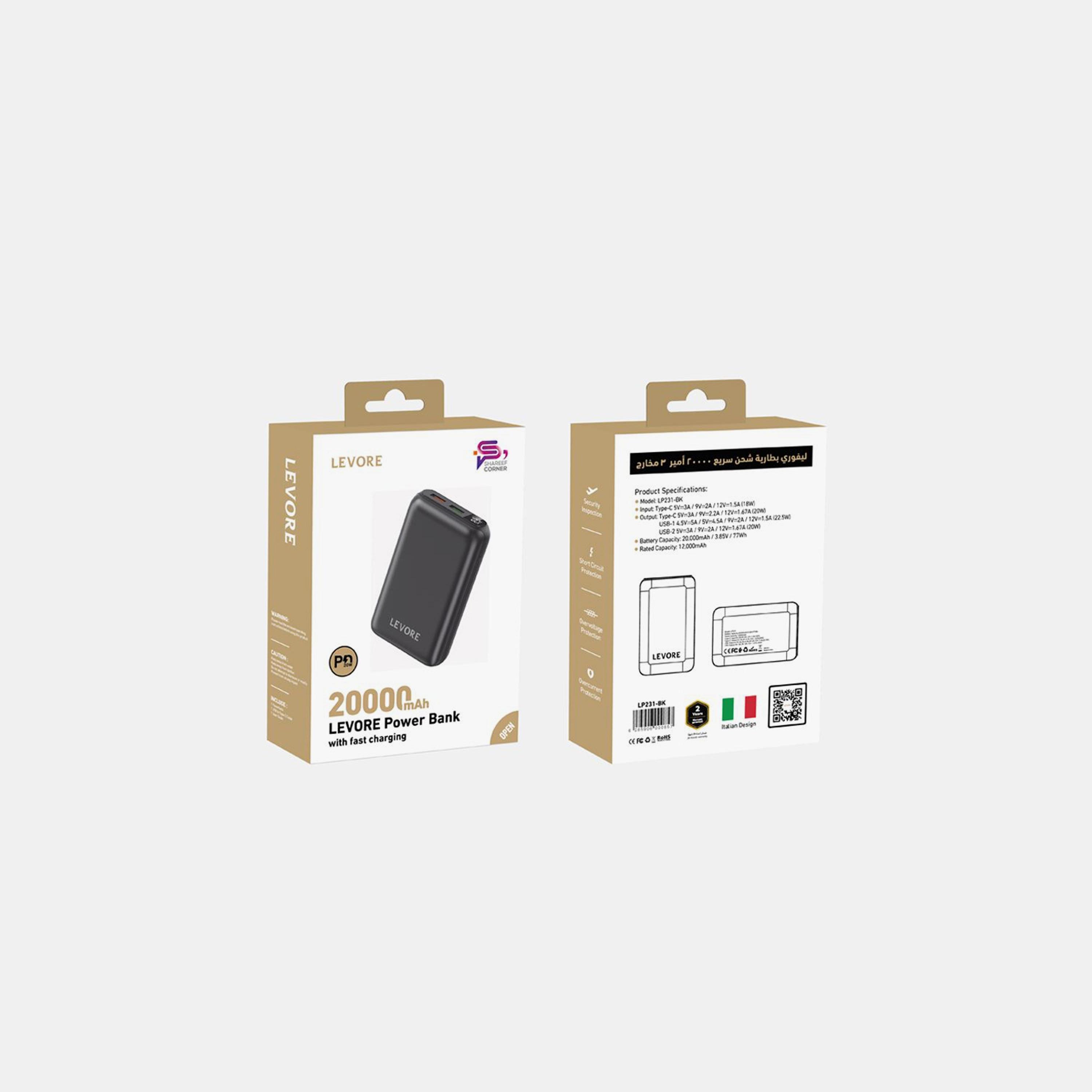Levore Power Bank PD 20W 20000 mAh - Black | LP231-BK-electronics-accessories-mobileaccesories-image-2