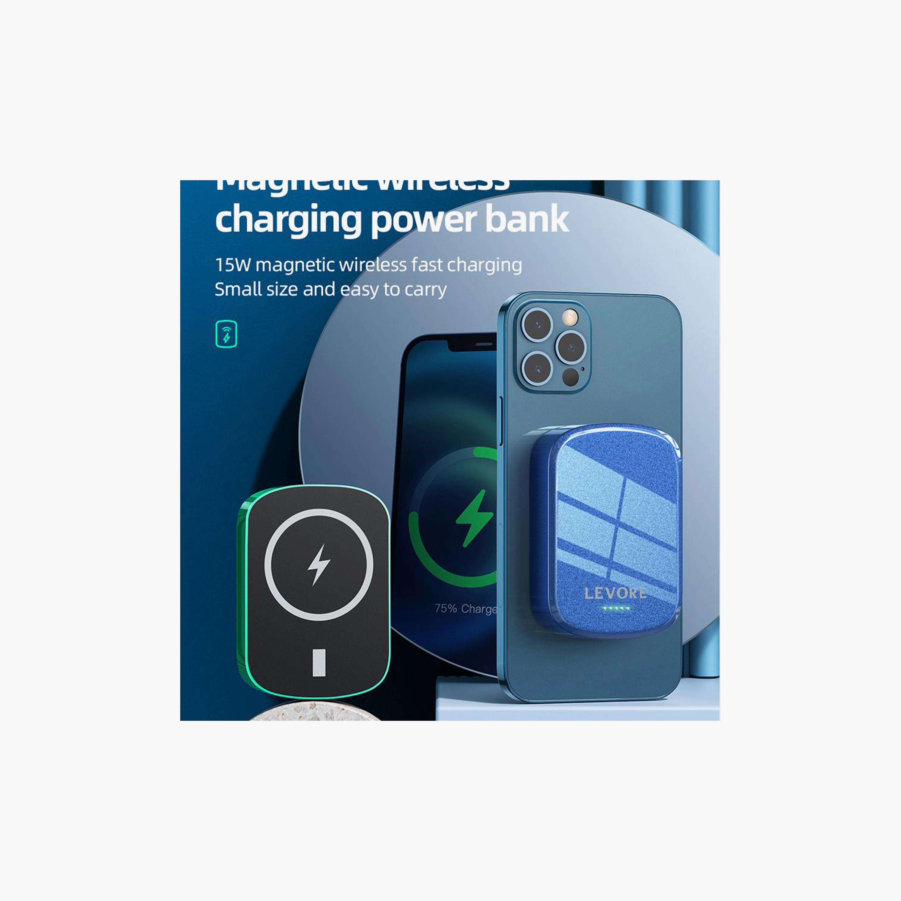 Levore 2 in 1 Magnetic Wireless Power Bank PD 20W 10000 mAh - Black | LP311-BK-electronics-portabledevices-image-3