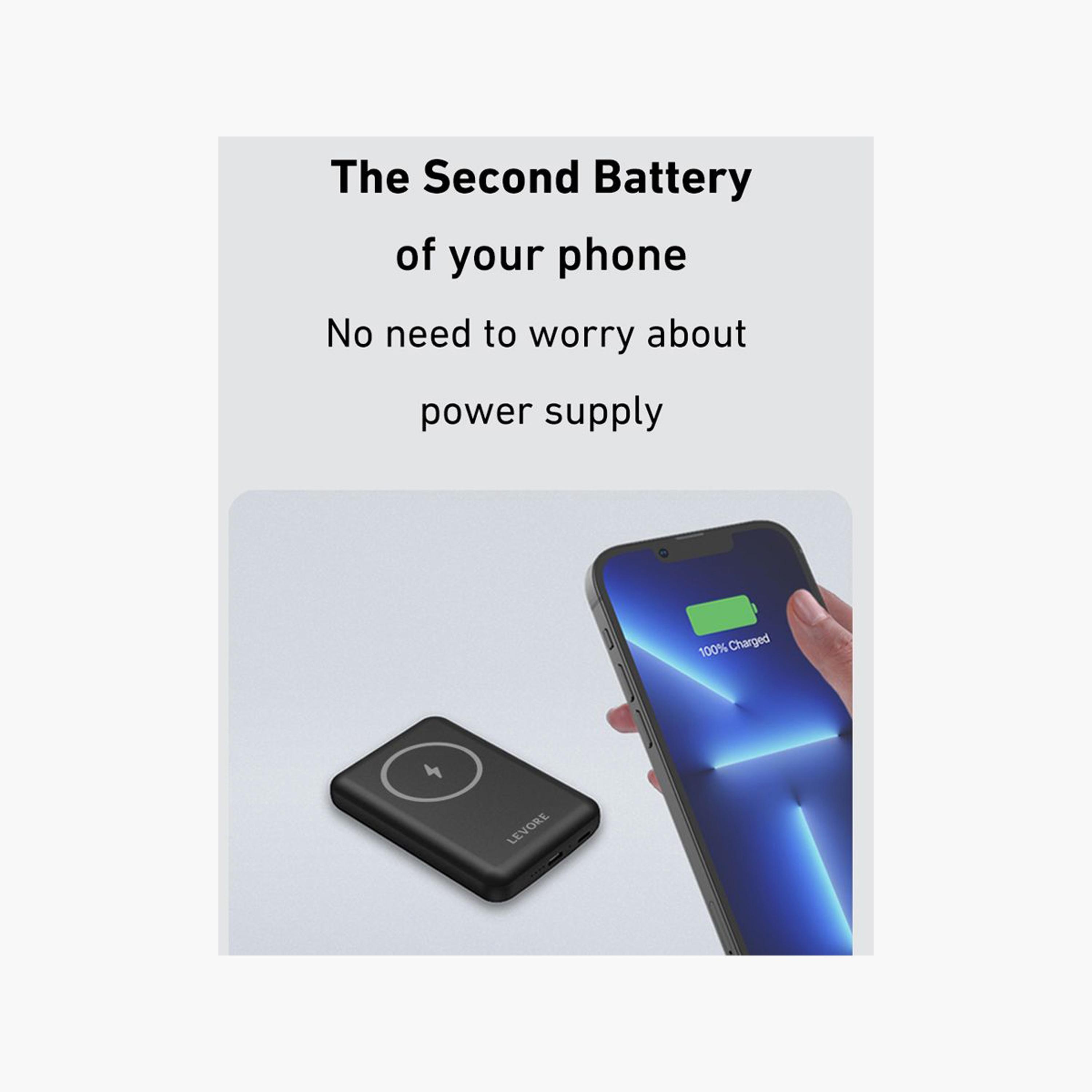 Levore Wireless Magnetic Power Bank 5000mAh Fast Charging PD20W 15W - Black | LP411-BK-electronics-accessories-mobileaccesories-image-5