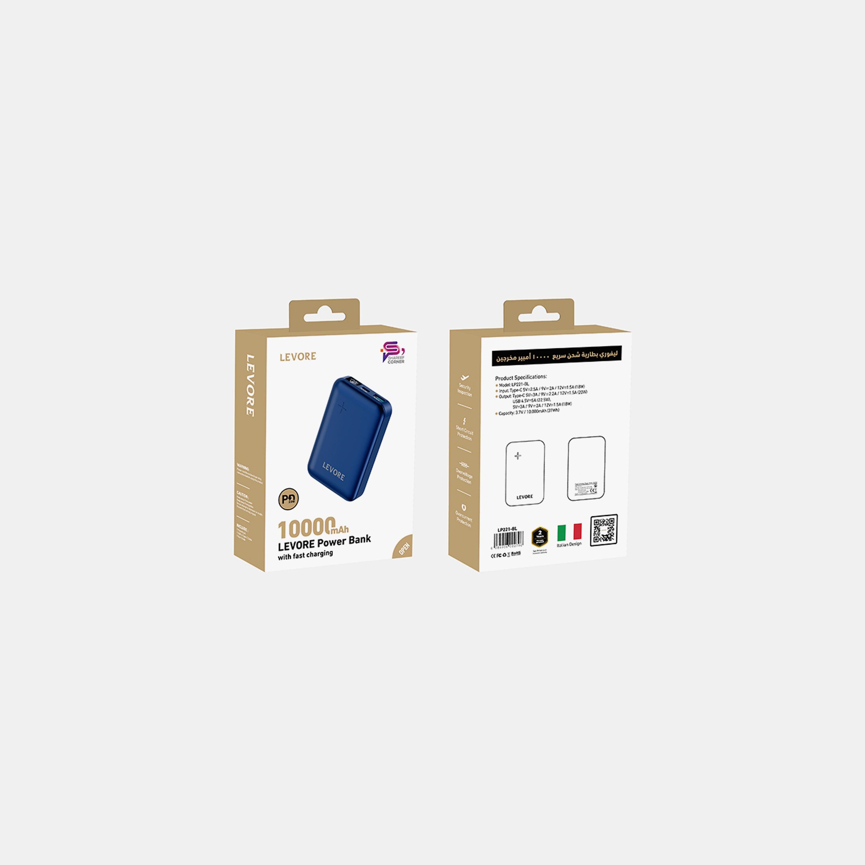 Levore Power Bank 10000mAh PD with 2 USB Ports - Blue | LP221-BL-electronics-portabledevices-image-3