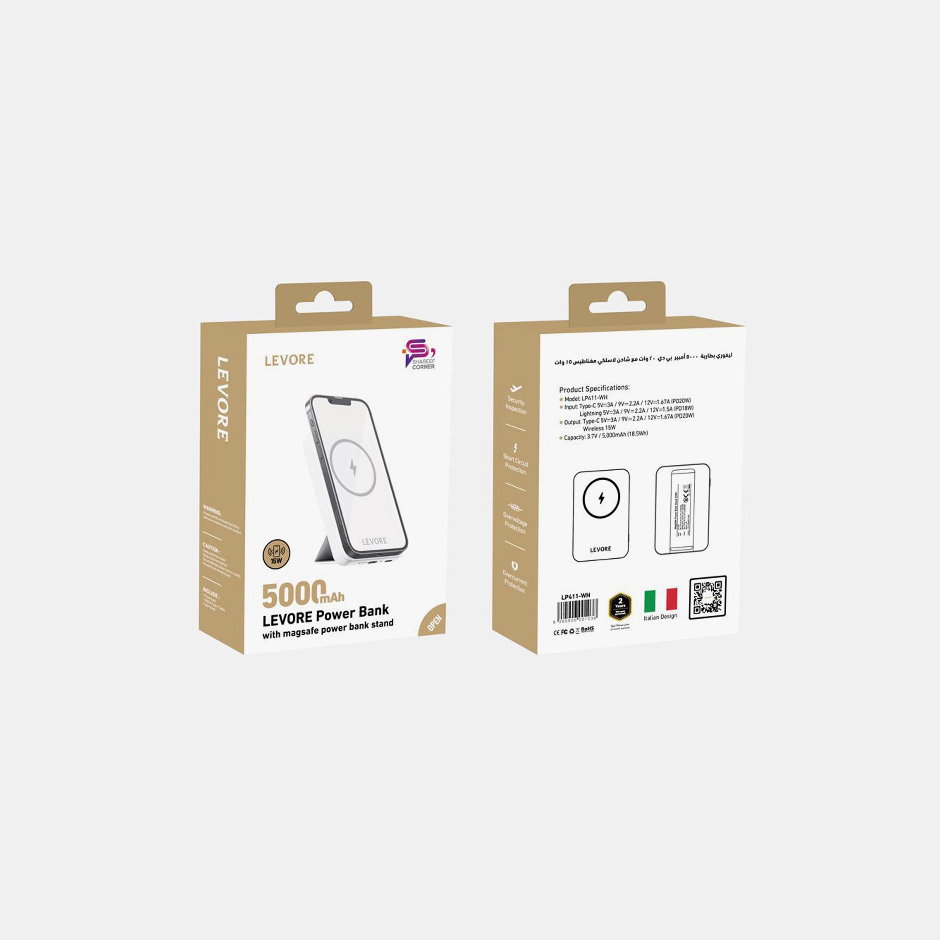 Levore Wireless Magnetic Power Bank 5000mAh Fast Charging PD20W 15W - White | LP411-WH-electronics-accessories-mobileaccesories-image-2