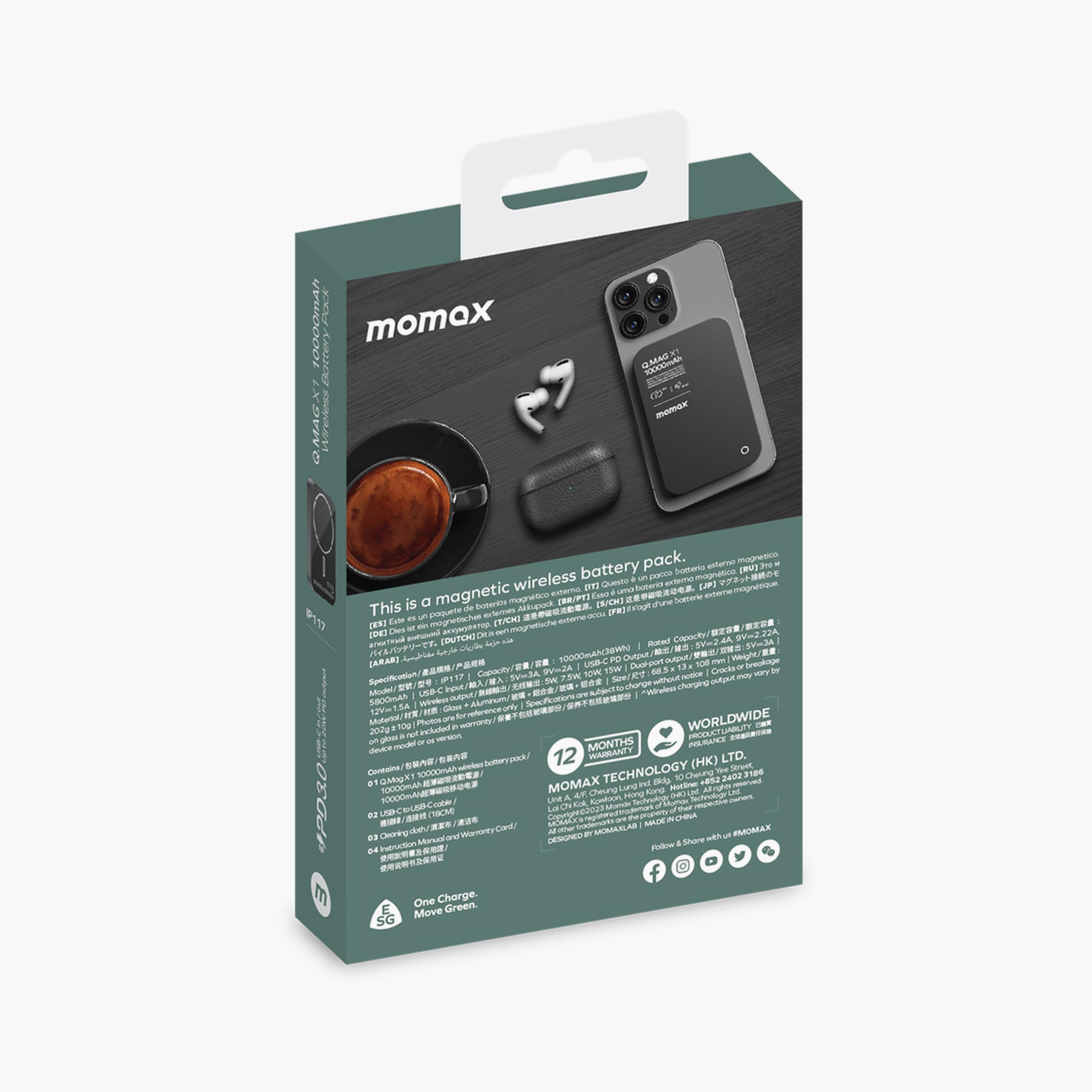 Momax Q.Mag X1 Wireless Power Bank MagSafe 10000mAh - Black | IP117D-electronics-accessories-mobileaccesories-image-5