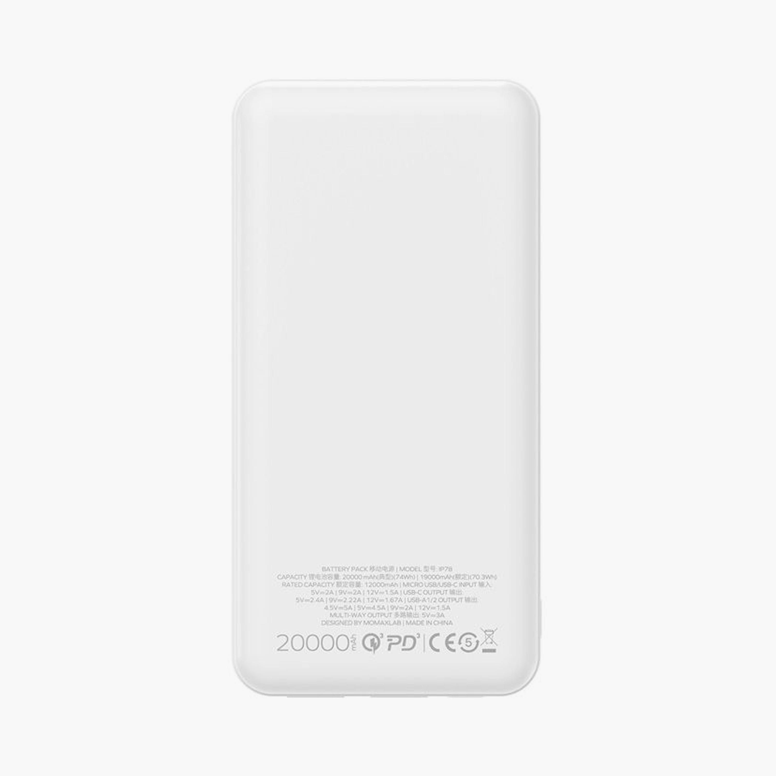 Momax Power Bank iPower with 2 USB-C Ports and USB Port 20000mAh 20W For PD Port - White | IP78W-electronics-accessories-mobileaccesories-image-2