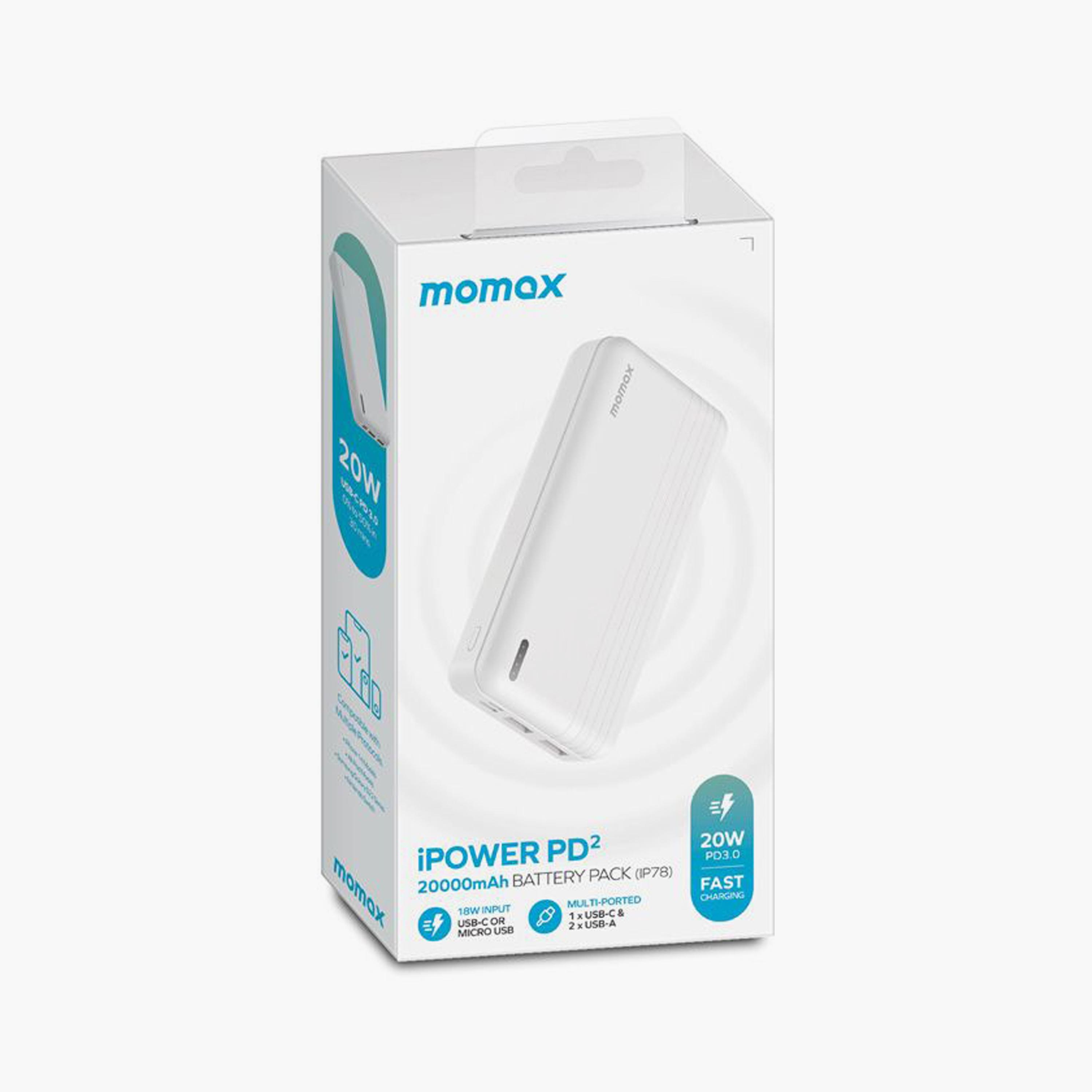 Momax Power Bank iPower with 2 USB-C Ports and USB Port 20000mAh 20W For PD Port - White | IP78W-electronics-accessories-mobileaccesories-image-5