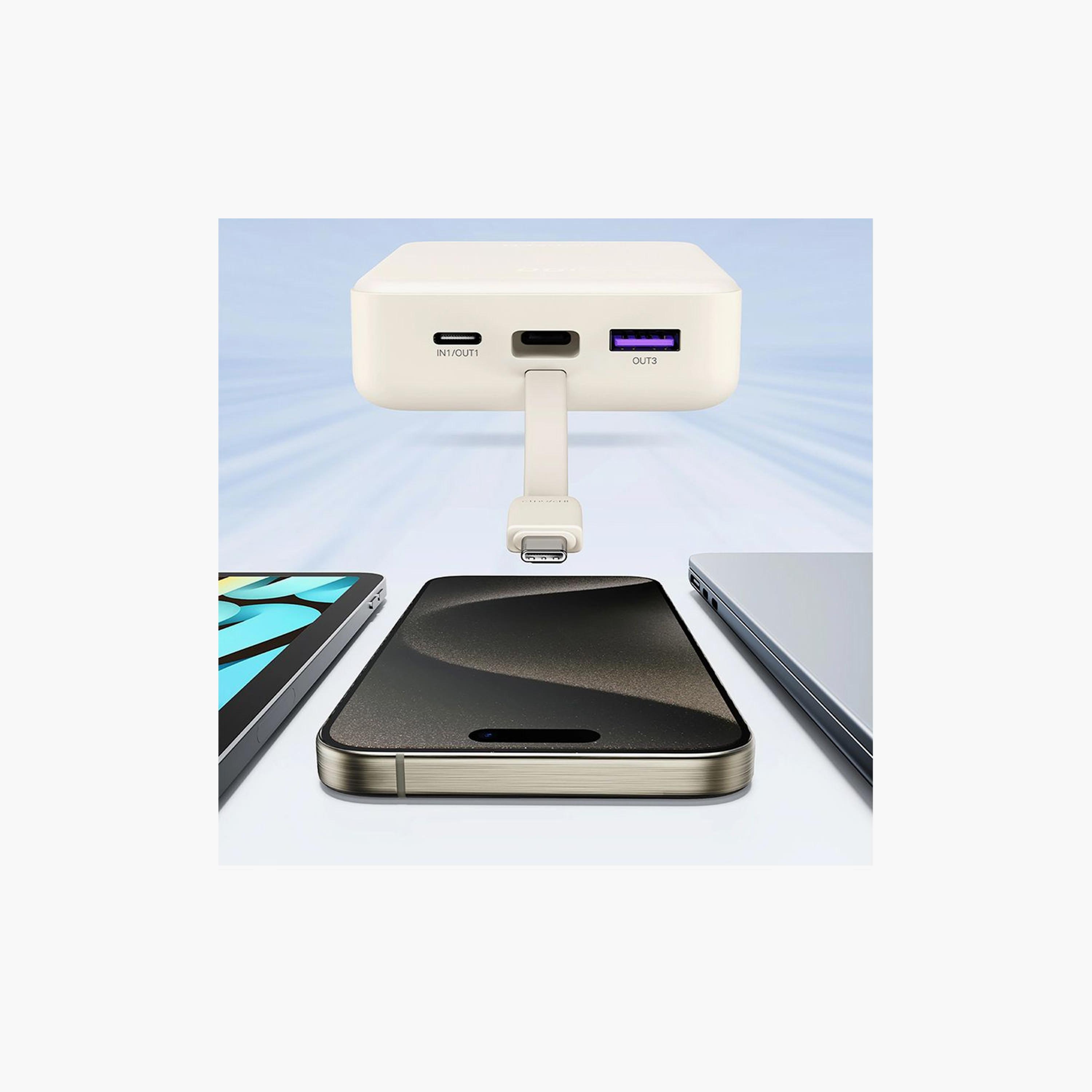 UGREEN Power Bank USB-C and USB Port with Built-in-Cable 22.5W 20000mAh - Beige | 35340-electronics-accessories-mobileaccesories-image-3