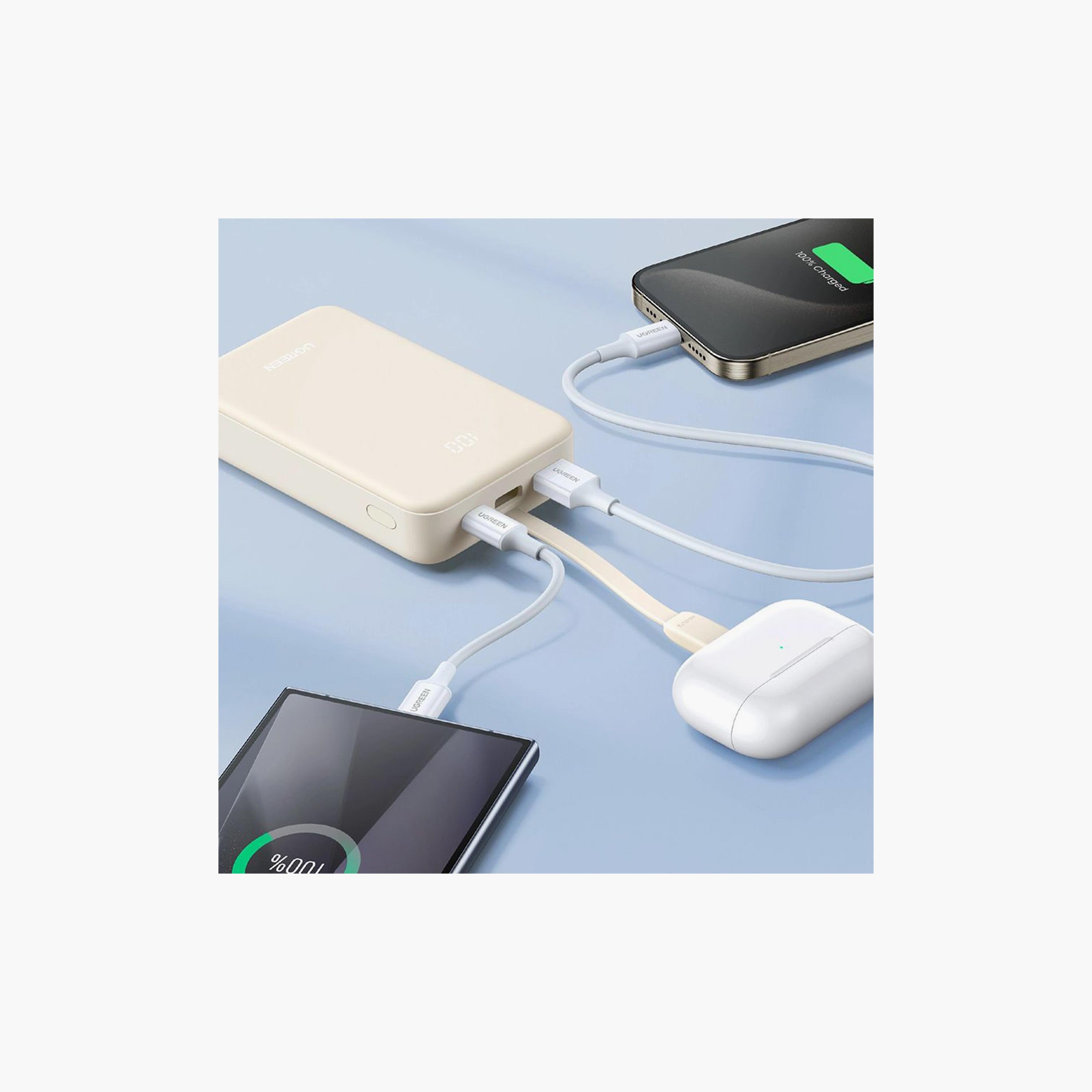 UGREEN Power Bank USB-C and USB Port with Built-in-Cable 22.5W 20000mAh - Beige | 35340-electronics-accessories-mobileaccesories-image-6