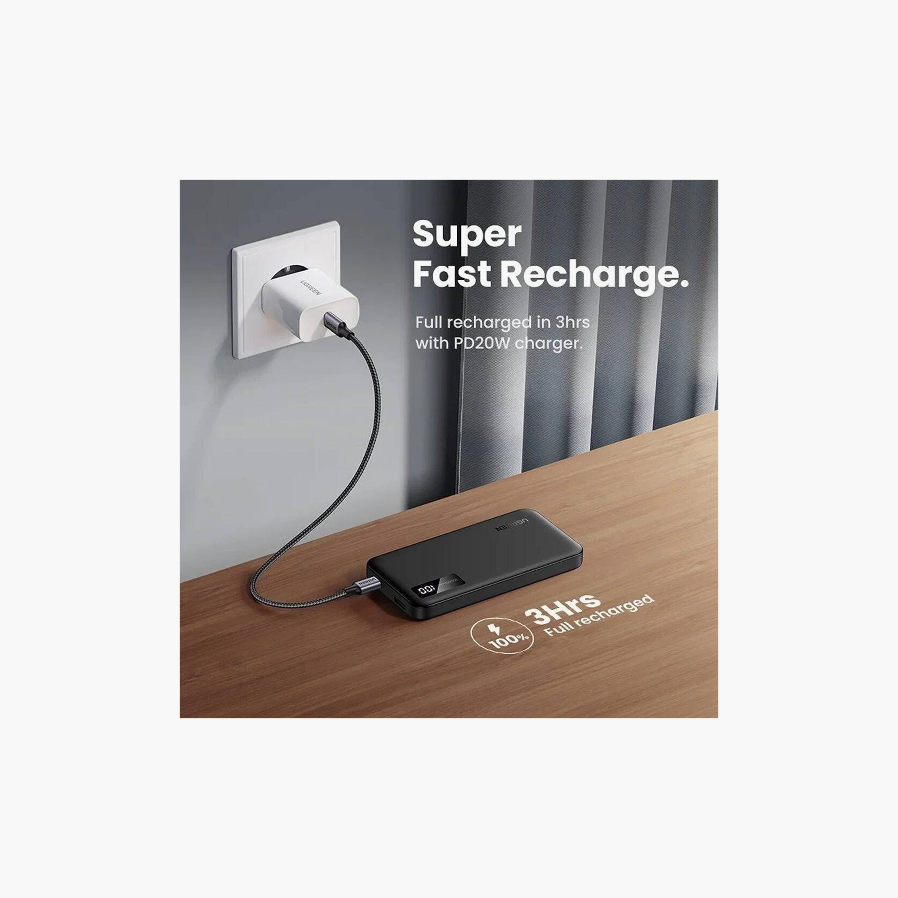 UGREEN Power Bank Two-Way Fast Charging USB-C Port and USB Port 10000mAh - Black | 25742-electronics-portabledevices-image-5