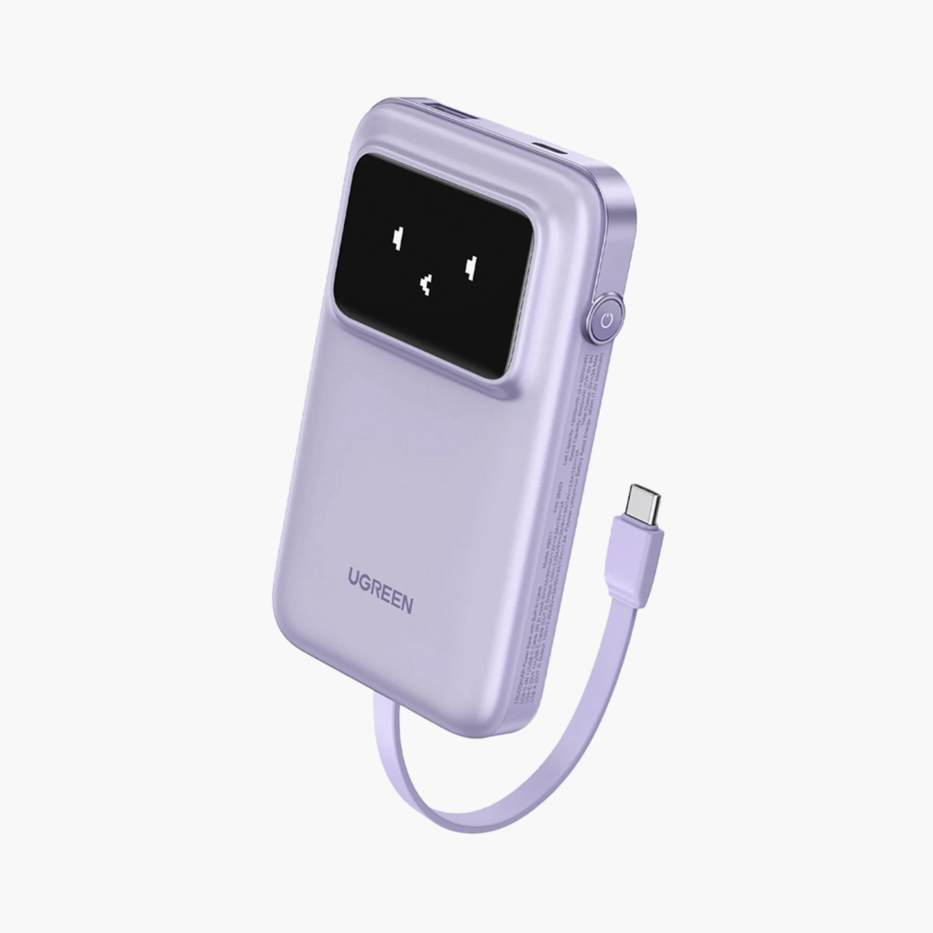 UGREEN Uno Power Bank USB-C and USB Ports with Built-in Cable 10000mAh 30W - Purple | 35604B-electronics-accessories-mobileaccesories-image-1