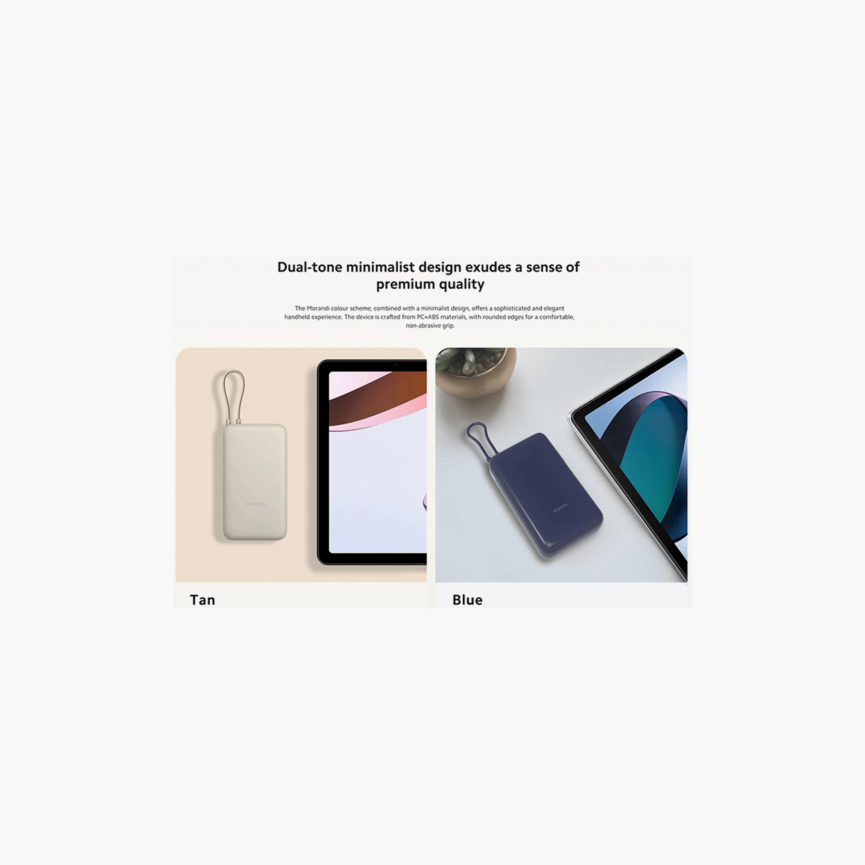 Xiaomi Power Bank USB and USB-C Port and USB-C Integrated Cable 20000mAh 33W - Blue | BHR8975GL-electronics-portabledevices-image-5