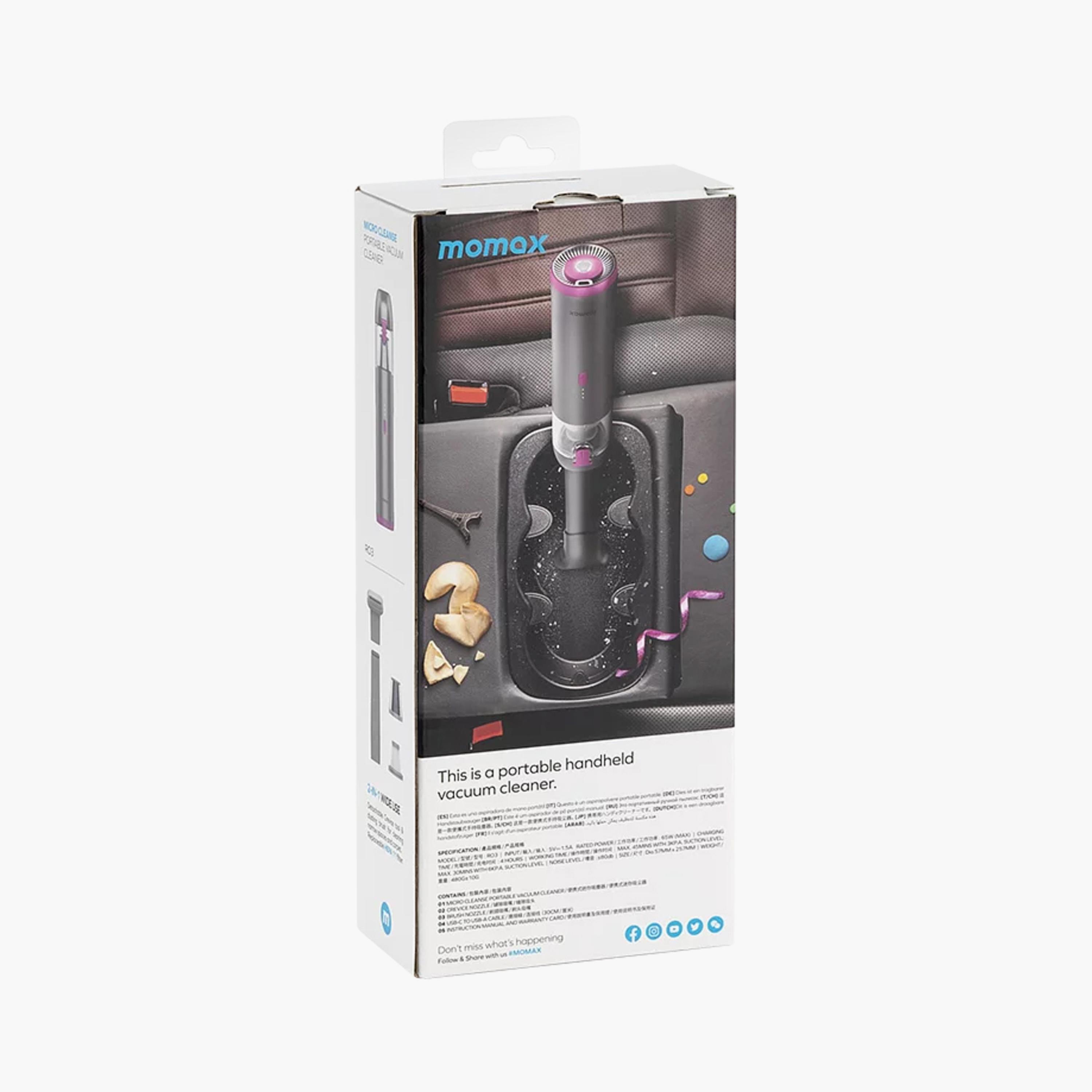 Momax Micro Cleaner Compact Cordless Vacuum 6000pa - Grey | RO3E-household-appliances-homeappliances-vacuumcleaners-image-4