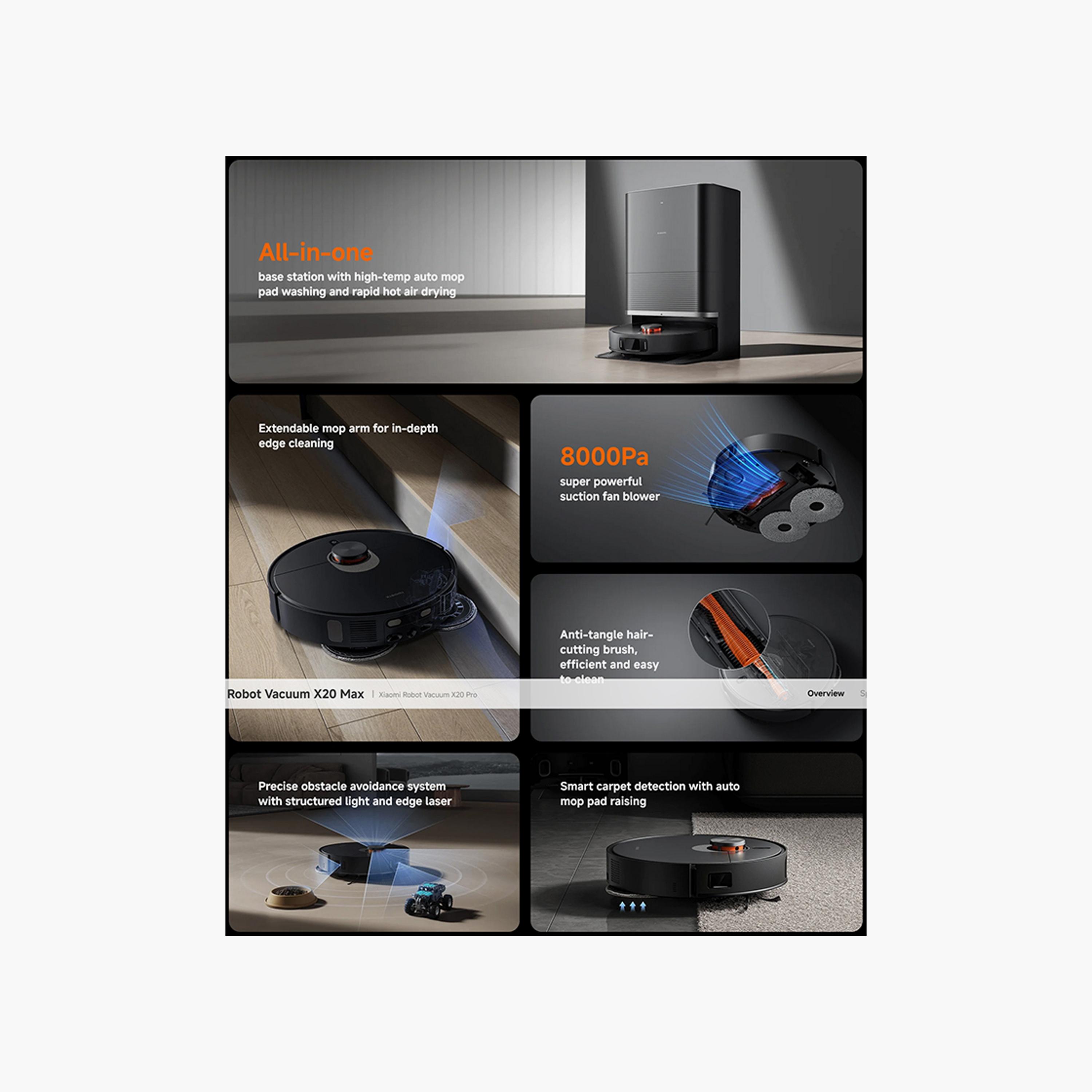 Xiaomi Mi Robot Vacuum X20 Max Mop and Sweep 8000Pa Powerful Suction LDS - Black | BHR9217GB-household-appliances-homeappliances-vacuumcleaners-image-2