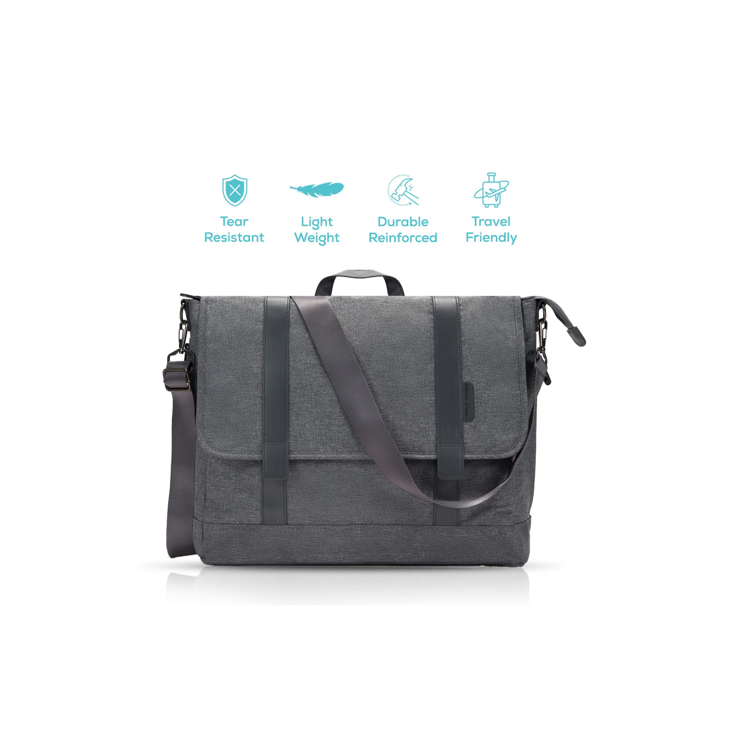 Little Story Diaper Bag with Changing Mat & Stroller Straps - Grey-baby-diapering-diaperbags-image-2