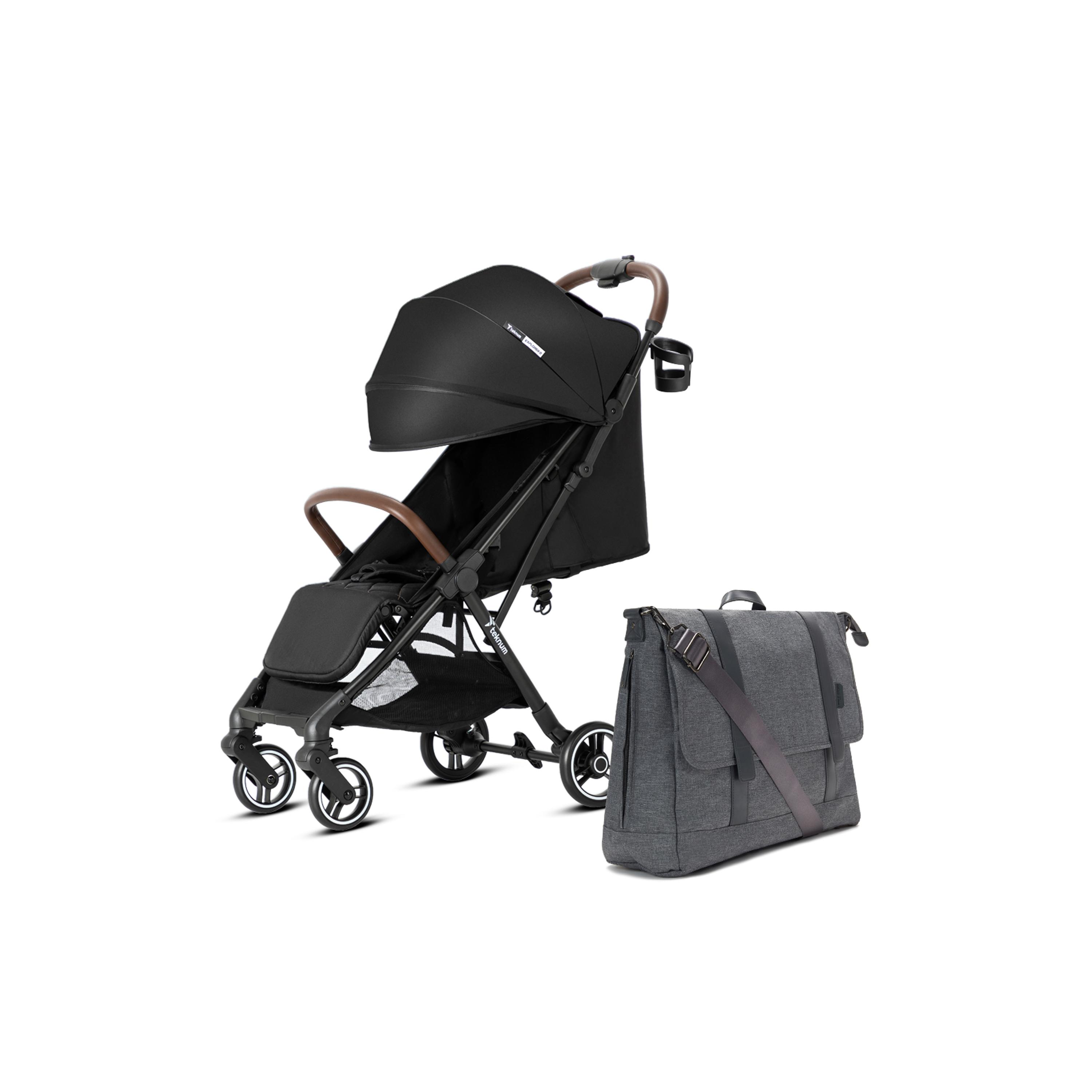 Teknum Travel Explorer 2 Autofold Stroller with Diaper Handbag Set - Grey-baby-gear-strollersandprams-strollers-image-1