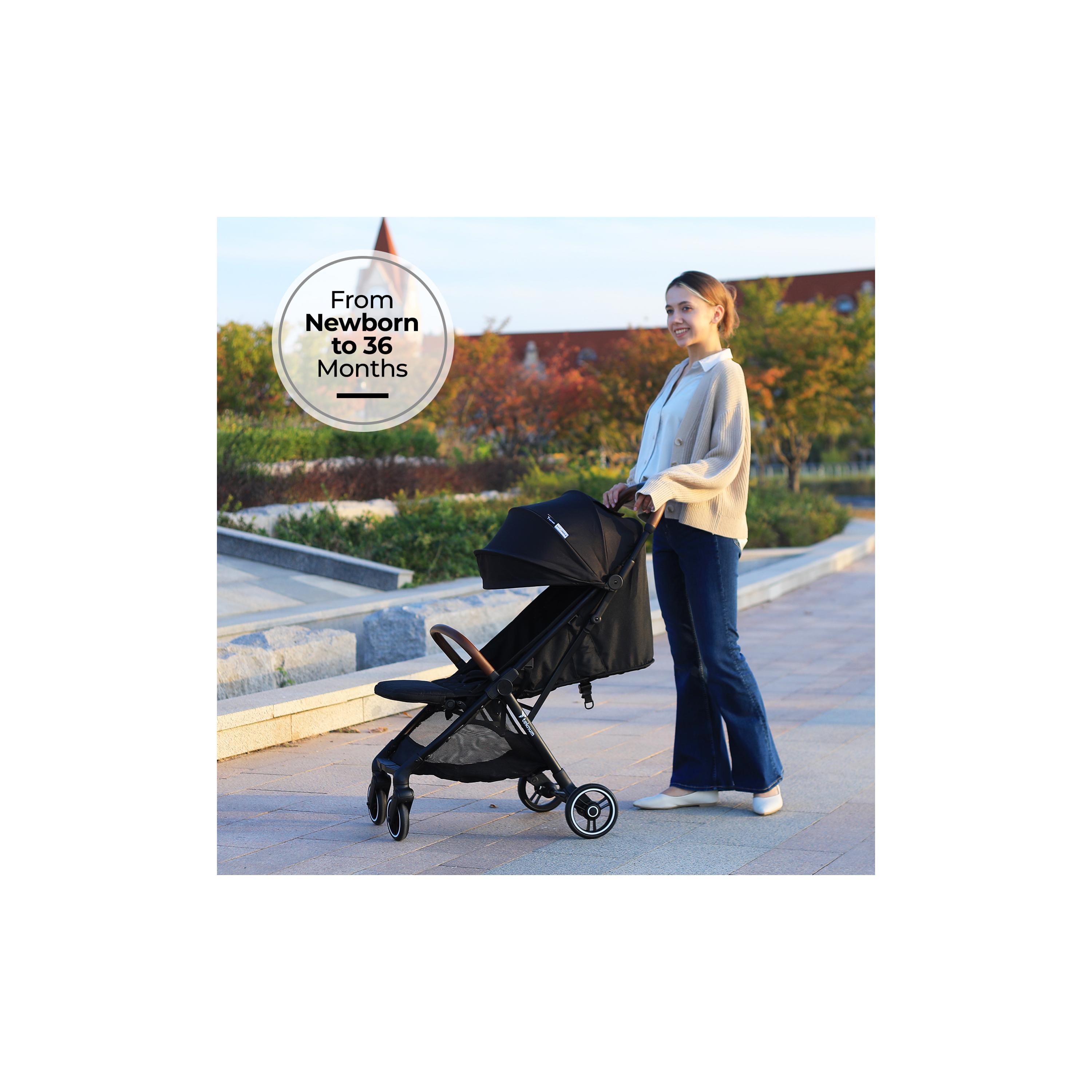 Teknum Travel Explorer 2 Autofold Stroller with Diaper Handbag Set - Grey-baby-gear-strollersandprams-strollers-image-2