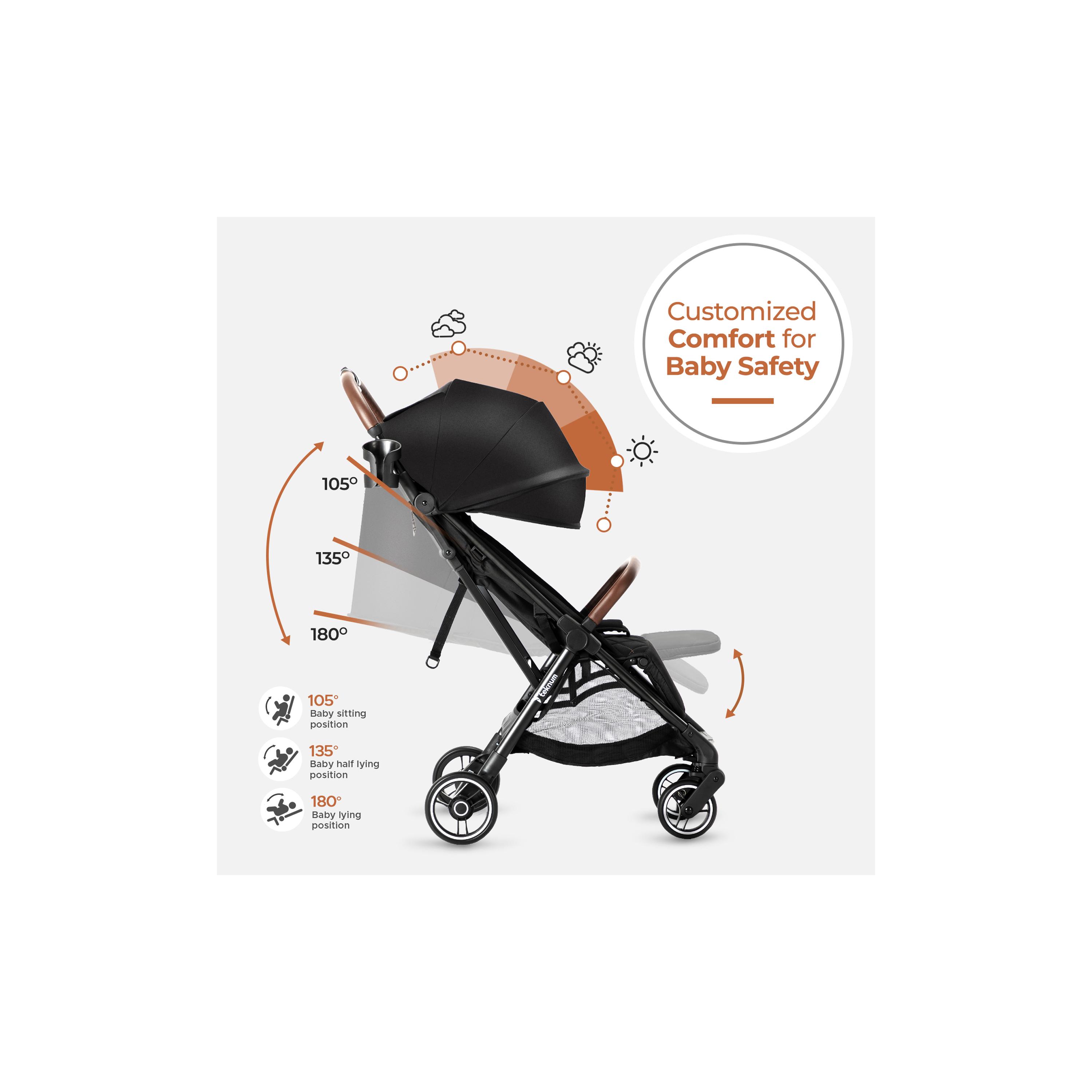 Teknum Travel Explorer 2 Autofold Stroller with Diaper Handbag Set - Grey-baby-gear-strollersandprams-strollers-image-6
