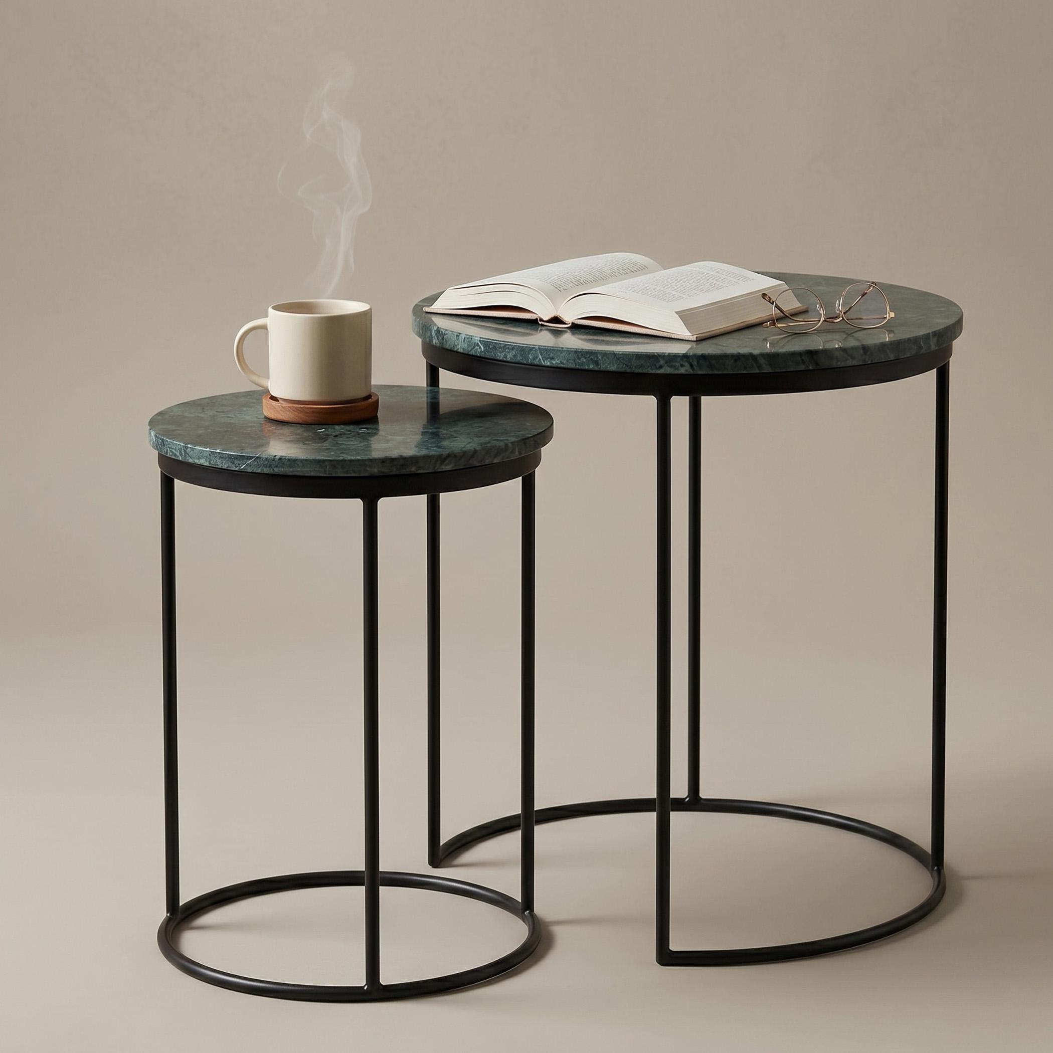 AVGT Mystic Marble Top Nesting Tables - Set of 2