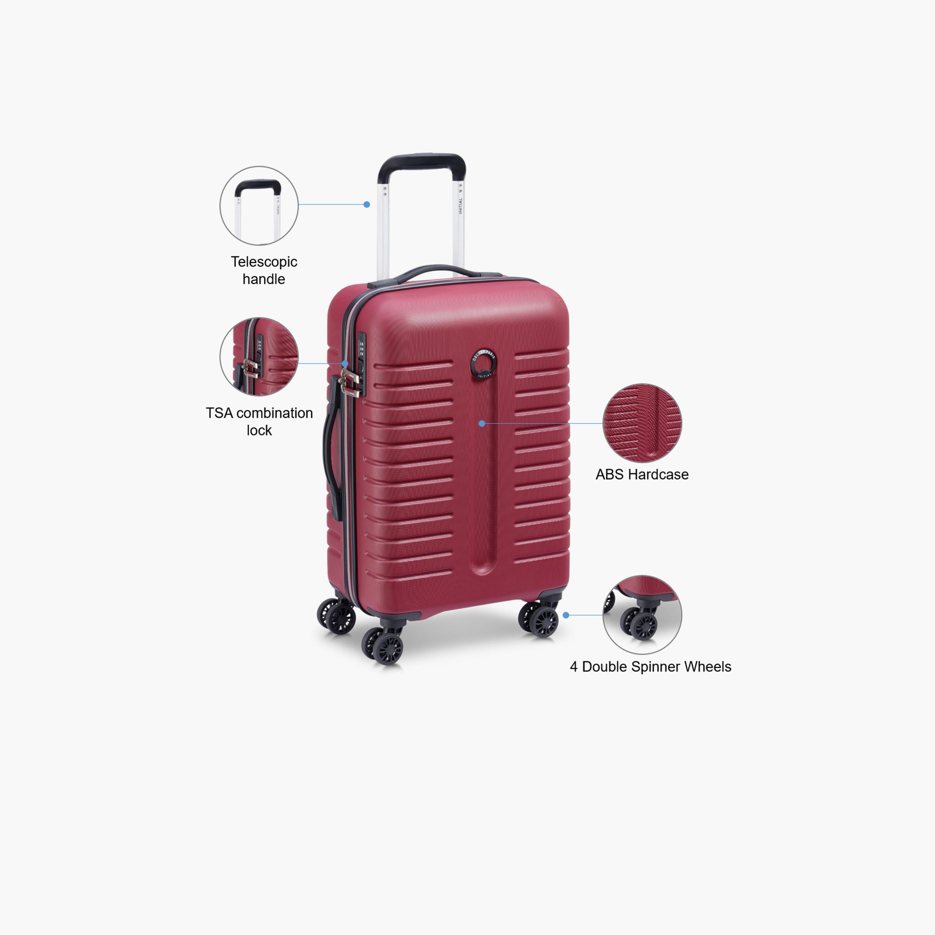 Delsey Paris Iroise Hardcase Expendable Double Wheel Cabin Trolley Luggage Bag 55 CM Red-travel-luggagesandbags-luggage-image-3