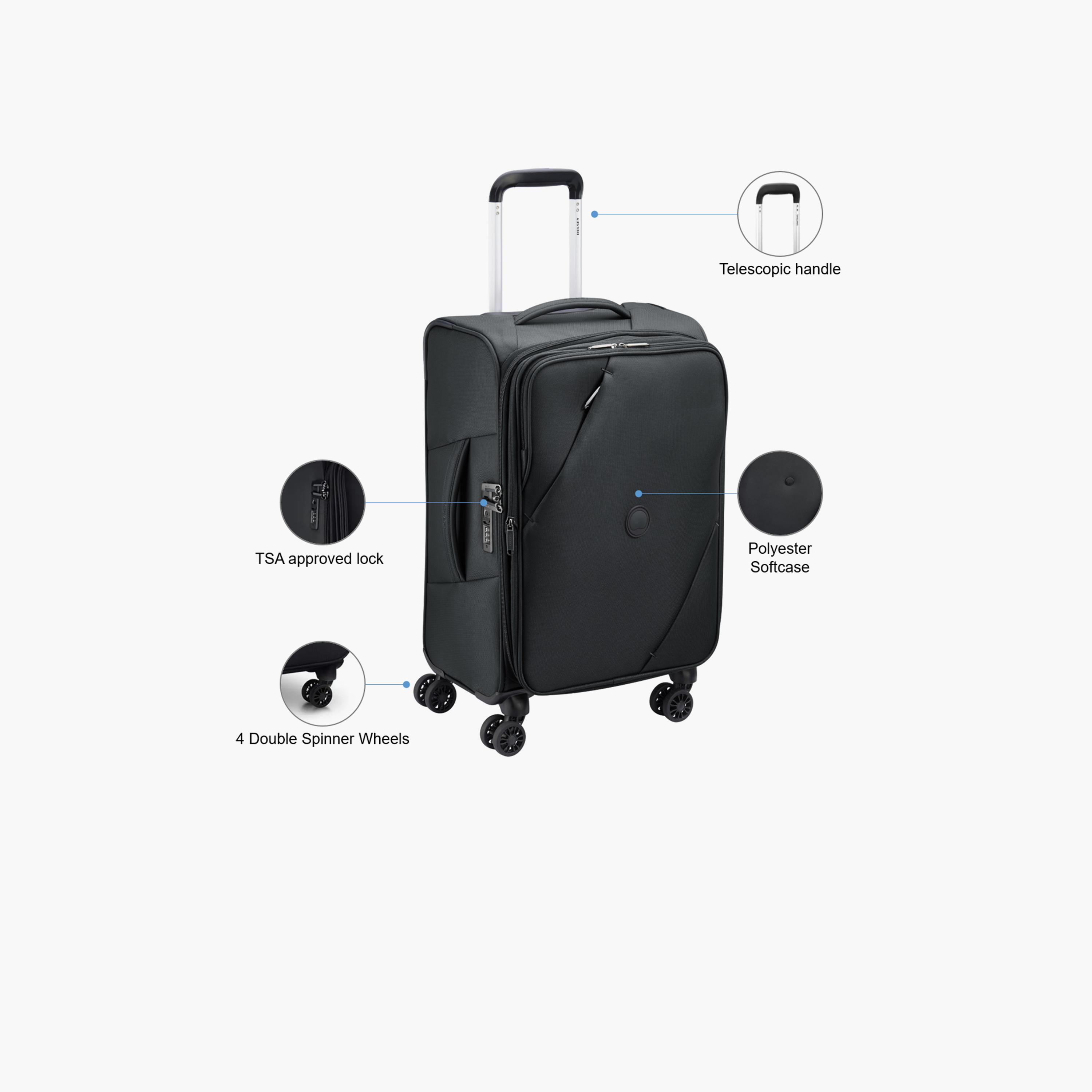 Delsey Paris maringa Double Wheel Cabin Trolley Luggage Bag 55 CM Black-travel-luggagesandbags-luggage-image-3