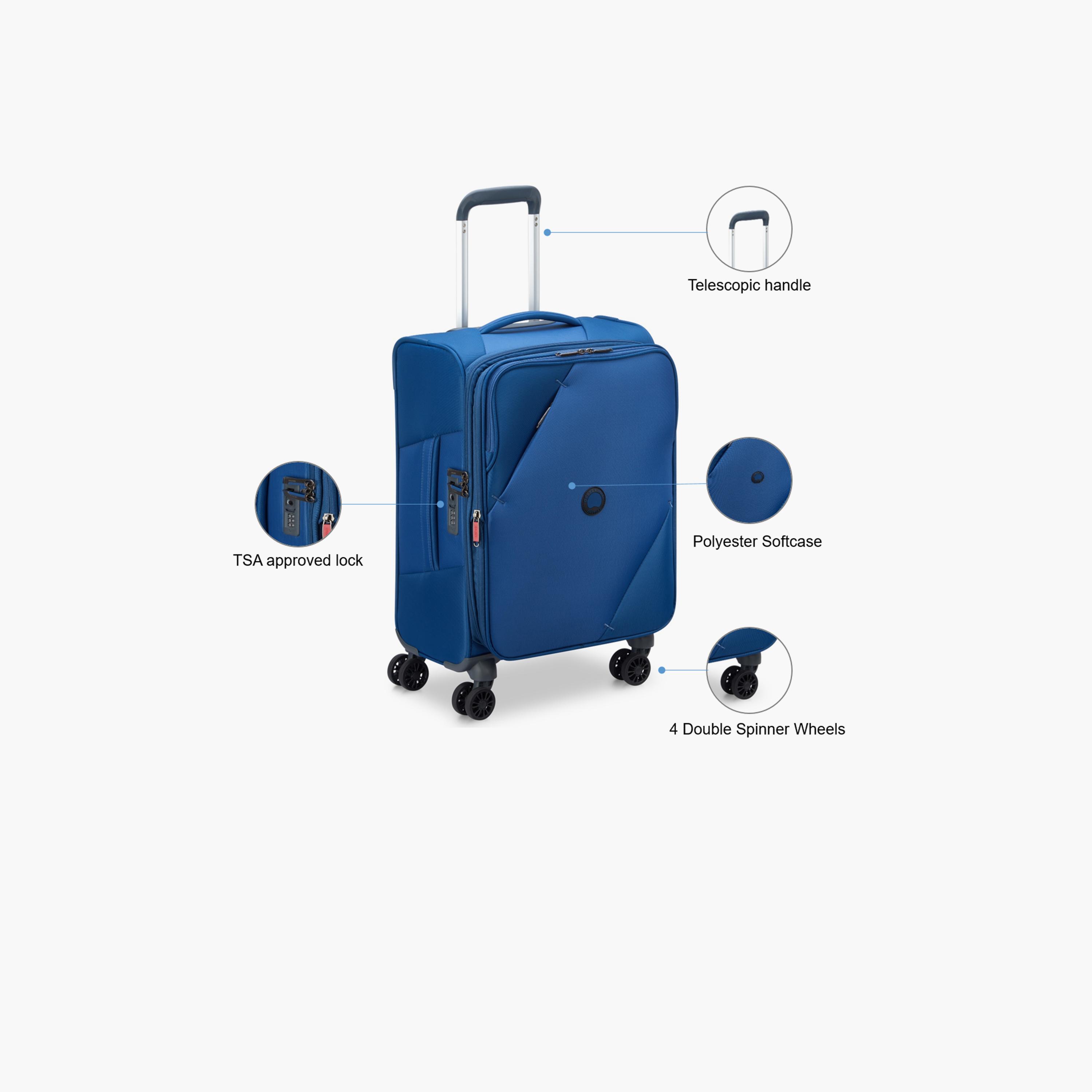 Delsey Paris maringa Double Wheel Cabin Trolley Luggage Bag 55 CM Blue-travel-luggagesandbags-luggage-image-3