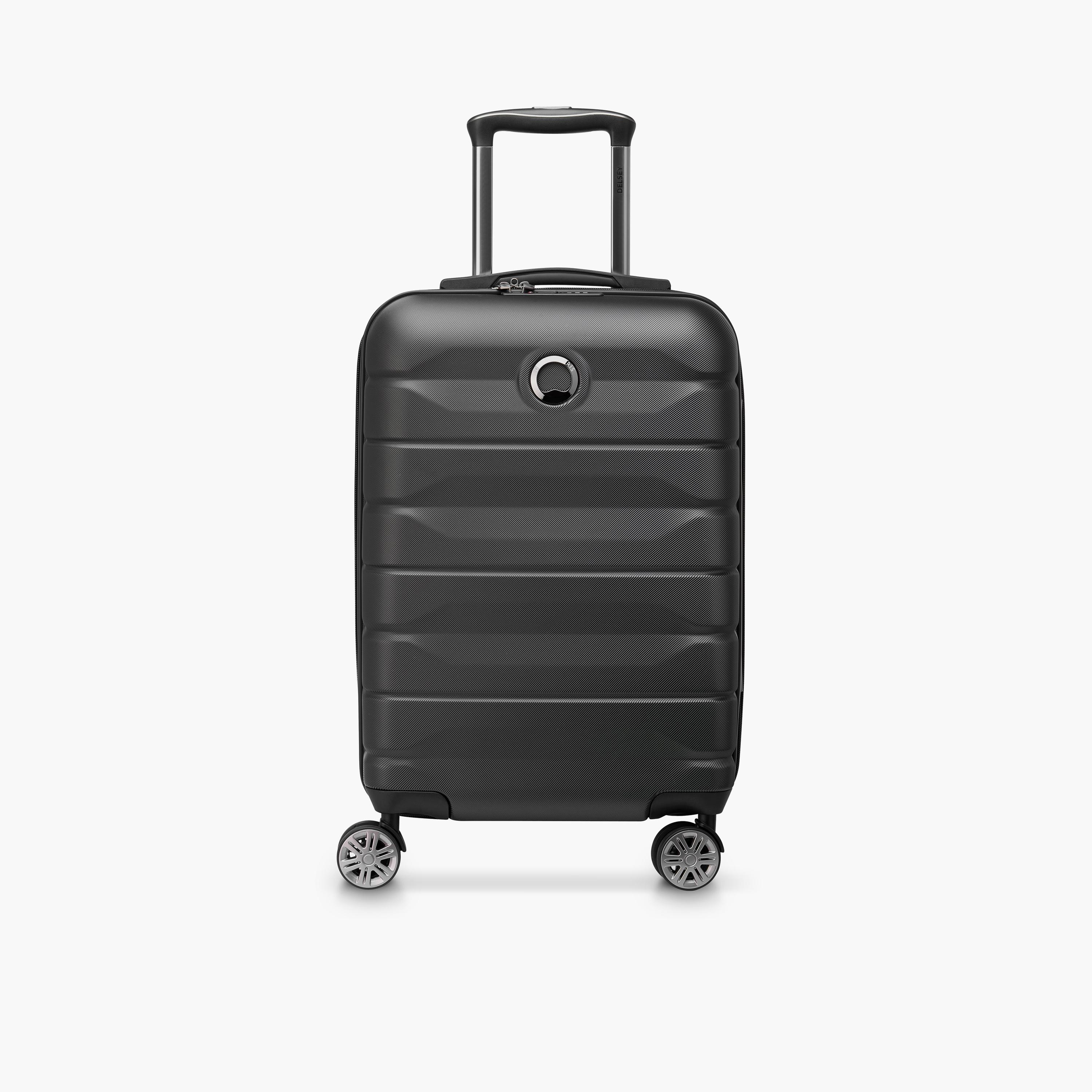 Delsey Paris Air Armour Hardcase Expendable Double Wheel Cabin Trolley Suitcase 55 CM Black-travel-luggagesandbags-luggage-image-1