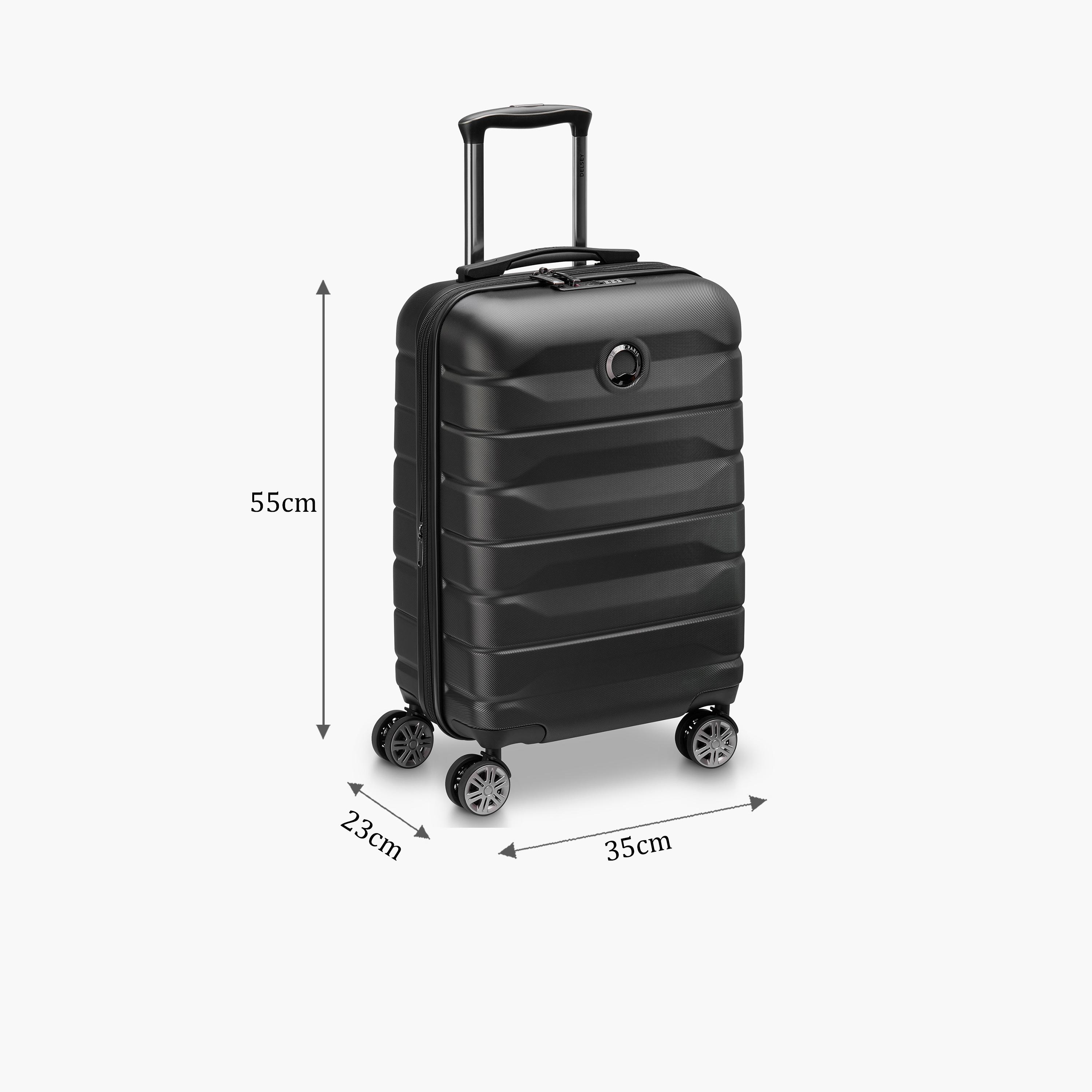 Delsey Paris Air Armour Hardcase Expendable Double Wheel Cabin Trolley Suitcase 55 CM Black-travel-luggagesandbags-luggage-image-2