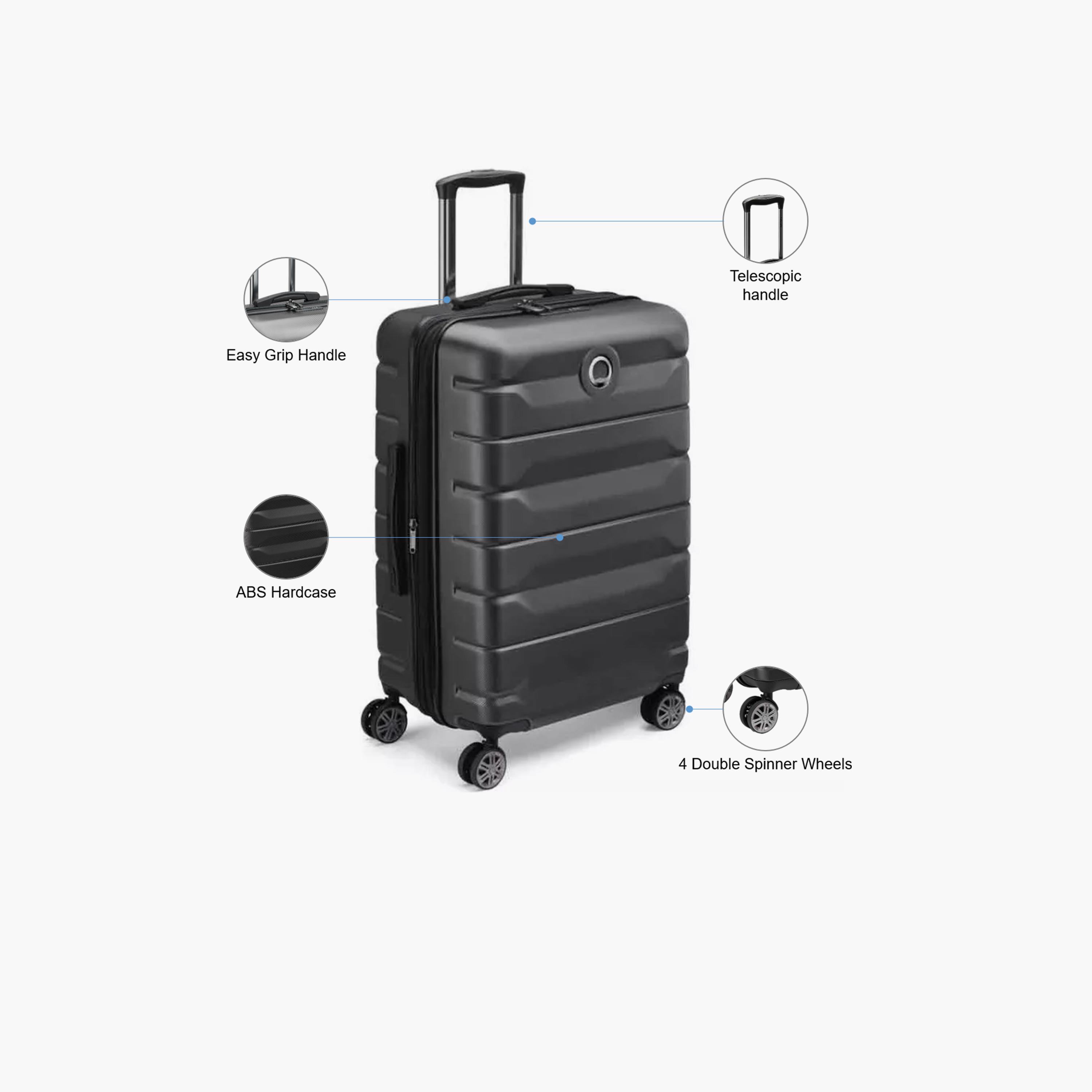 Delsey Paris Air Armour Hardcase Expendable Double Wheel Medium Trolley Suitcase 68 CM Black-travel-luggagesandbags-luggage-image-3