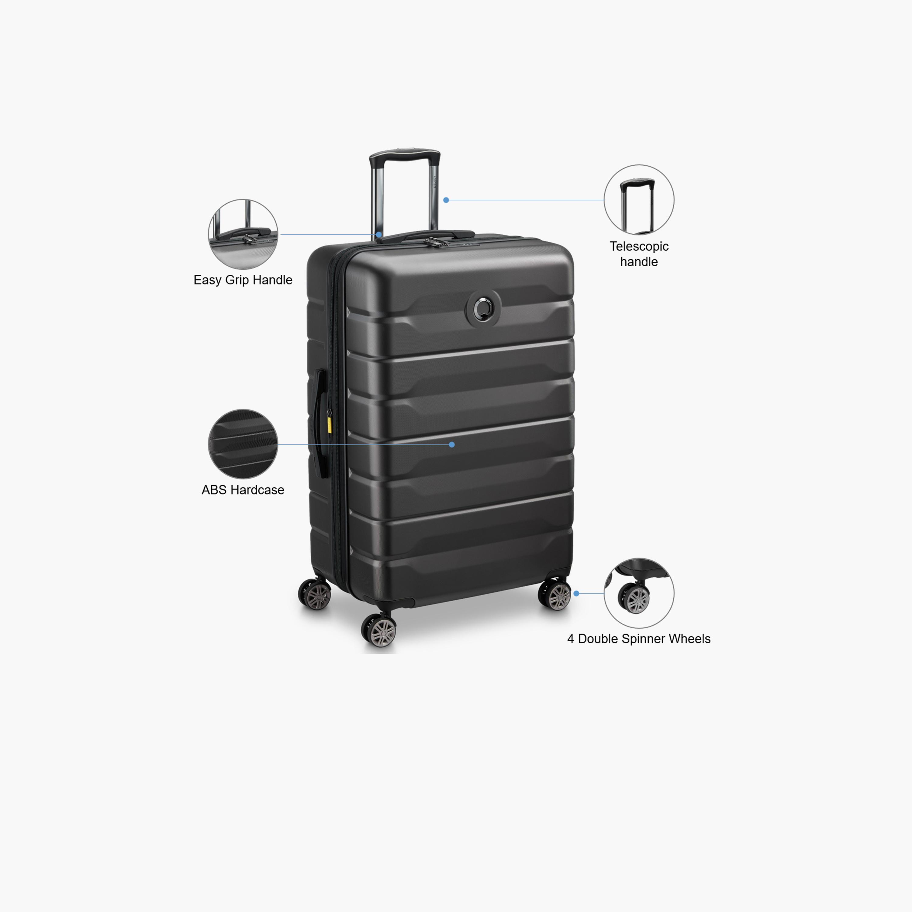 Delsey Paris Air Armour Hardcase Expendable Double Wheel Large Trolley Suitcase 78 CM Black-travel-luggagesandbags-luggage-image-3